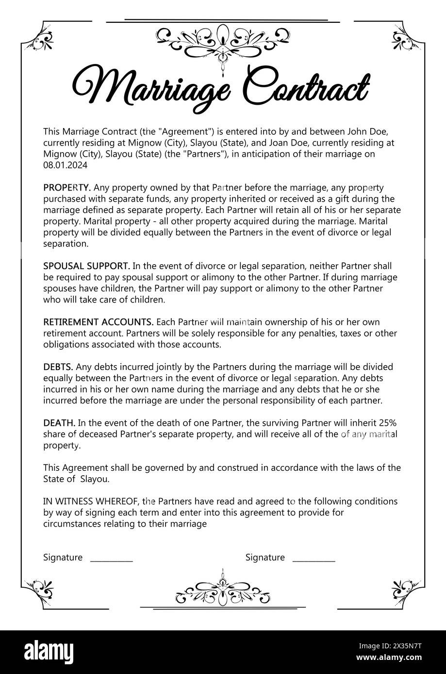 sample marriage agreement template