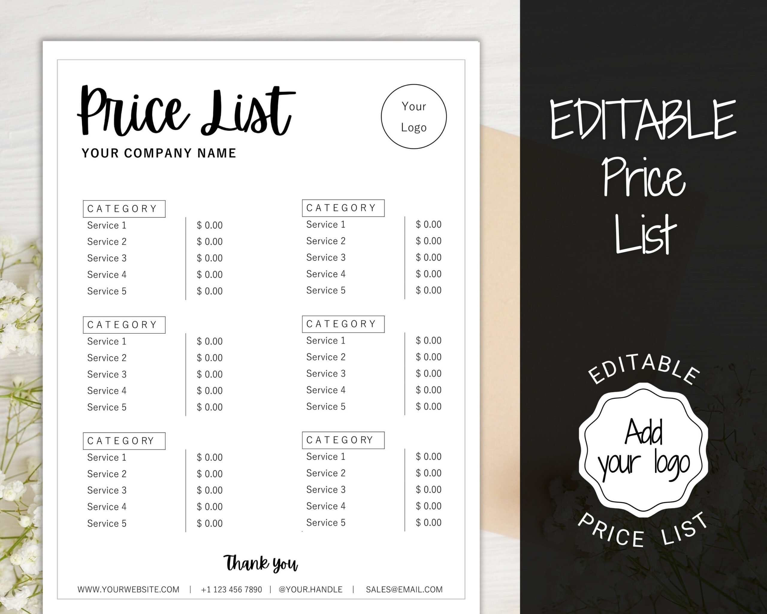 sample Hair Salon Price List Template