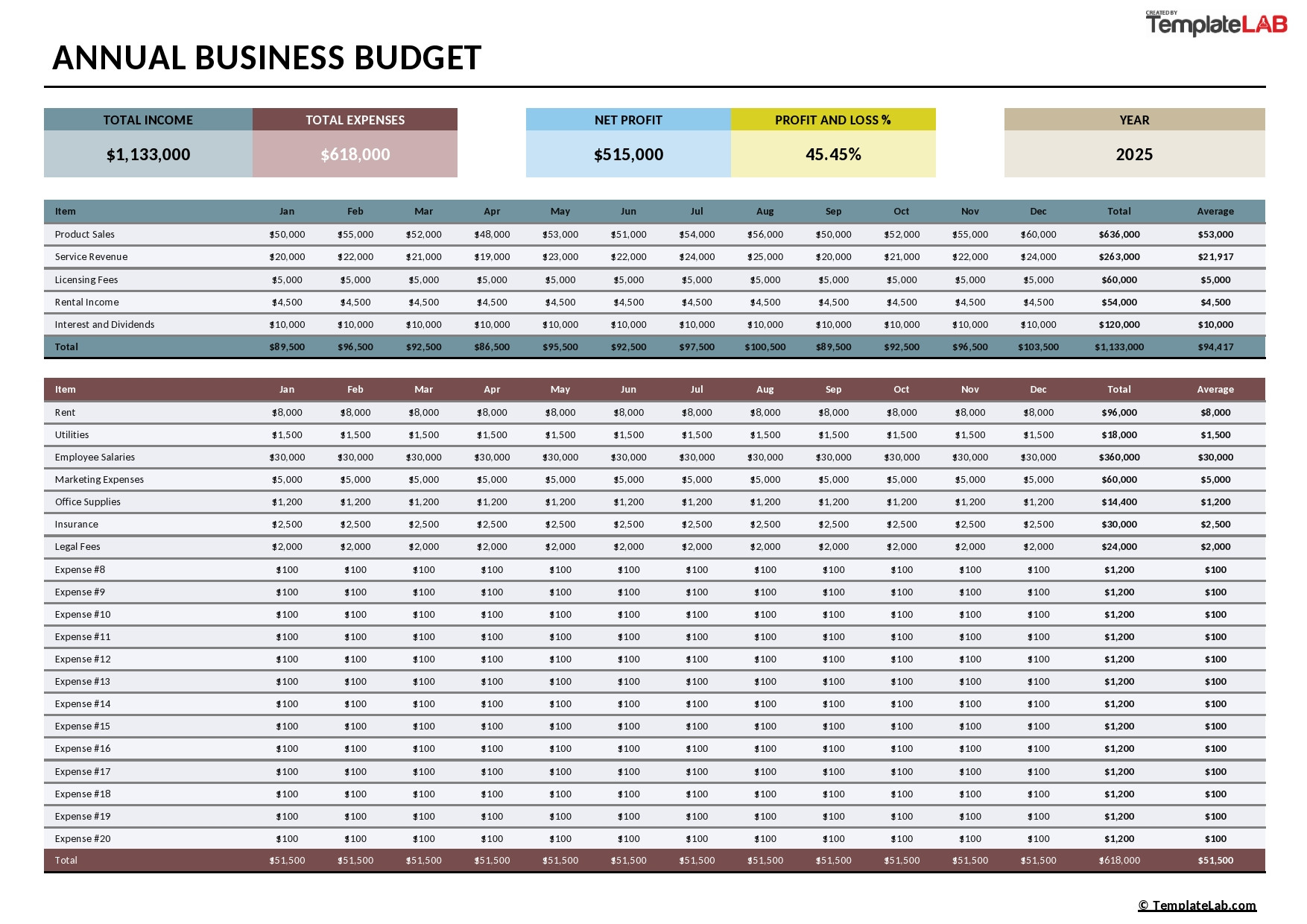 sample legal department budget template