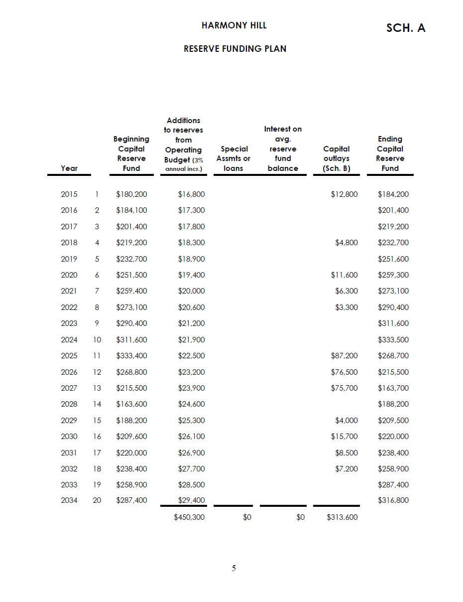 sample condo association budget template