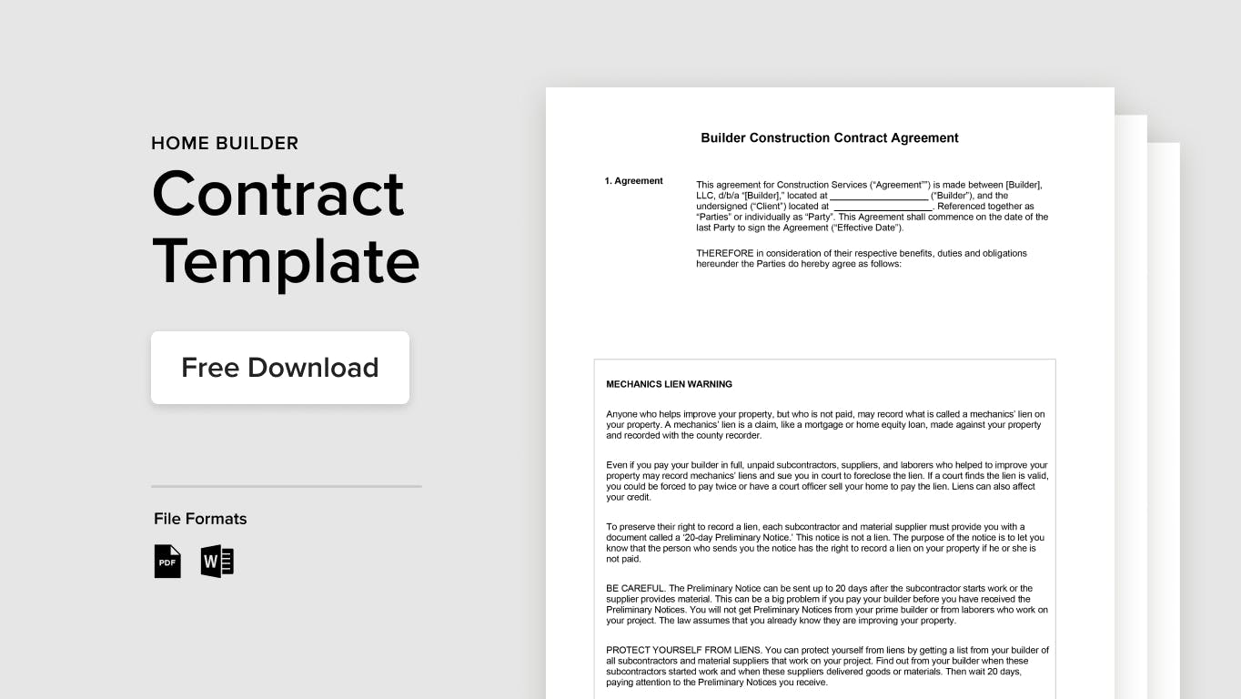 sample builder agreement template