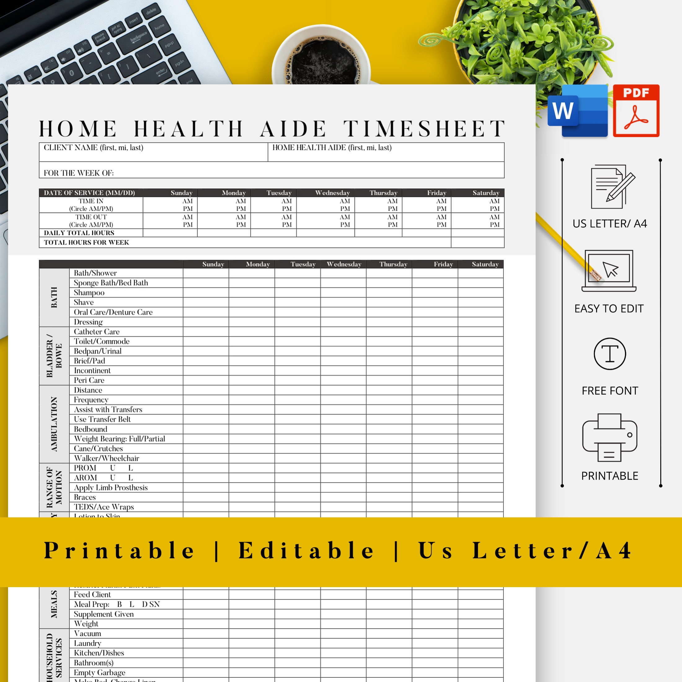 sample home health aide timesheet template