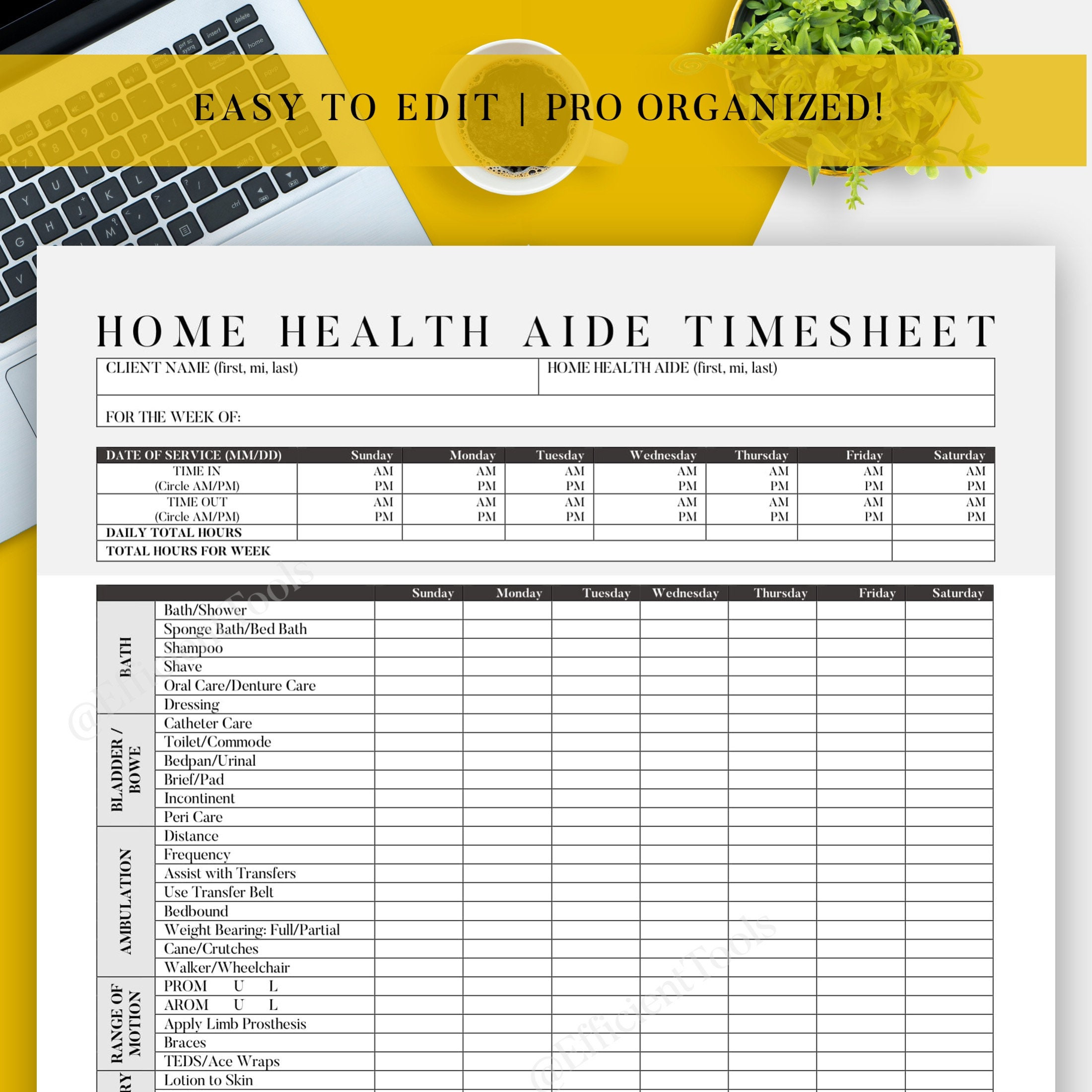 sample home health care timesheet template