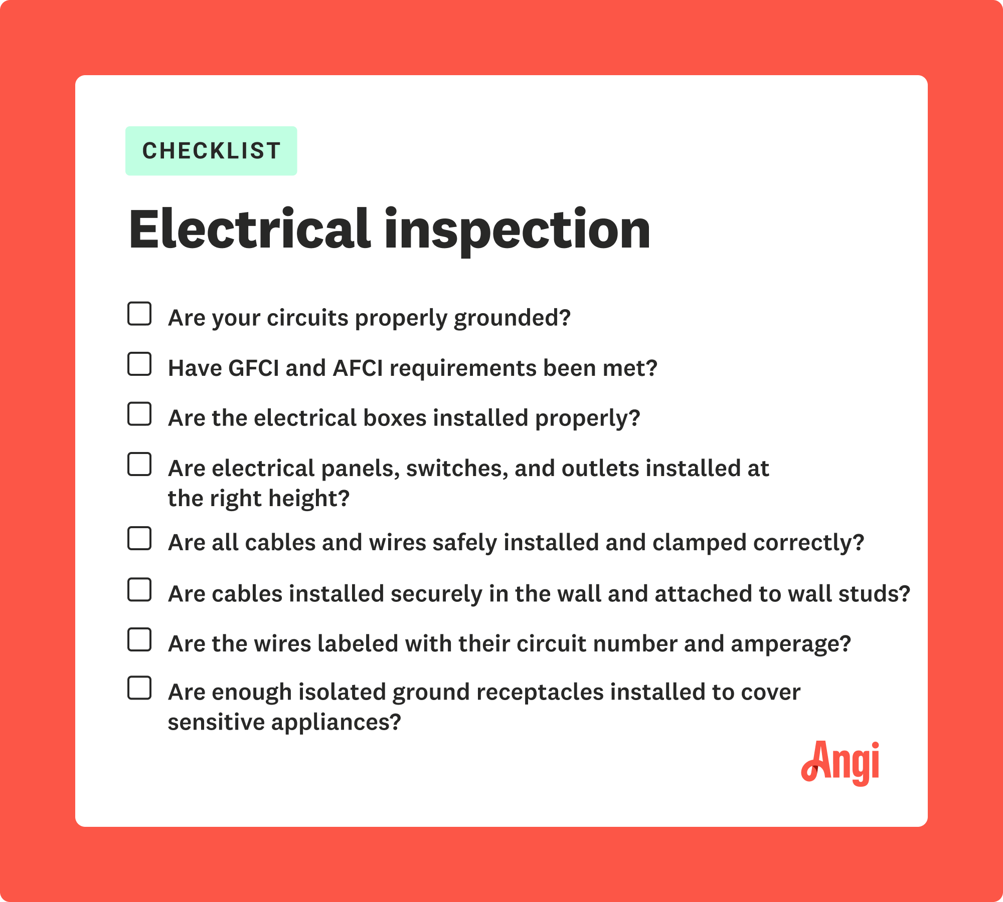 sample residential electrical inspection checklist template