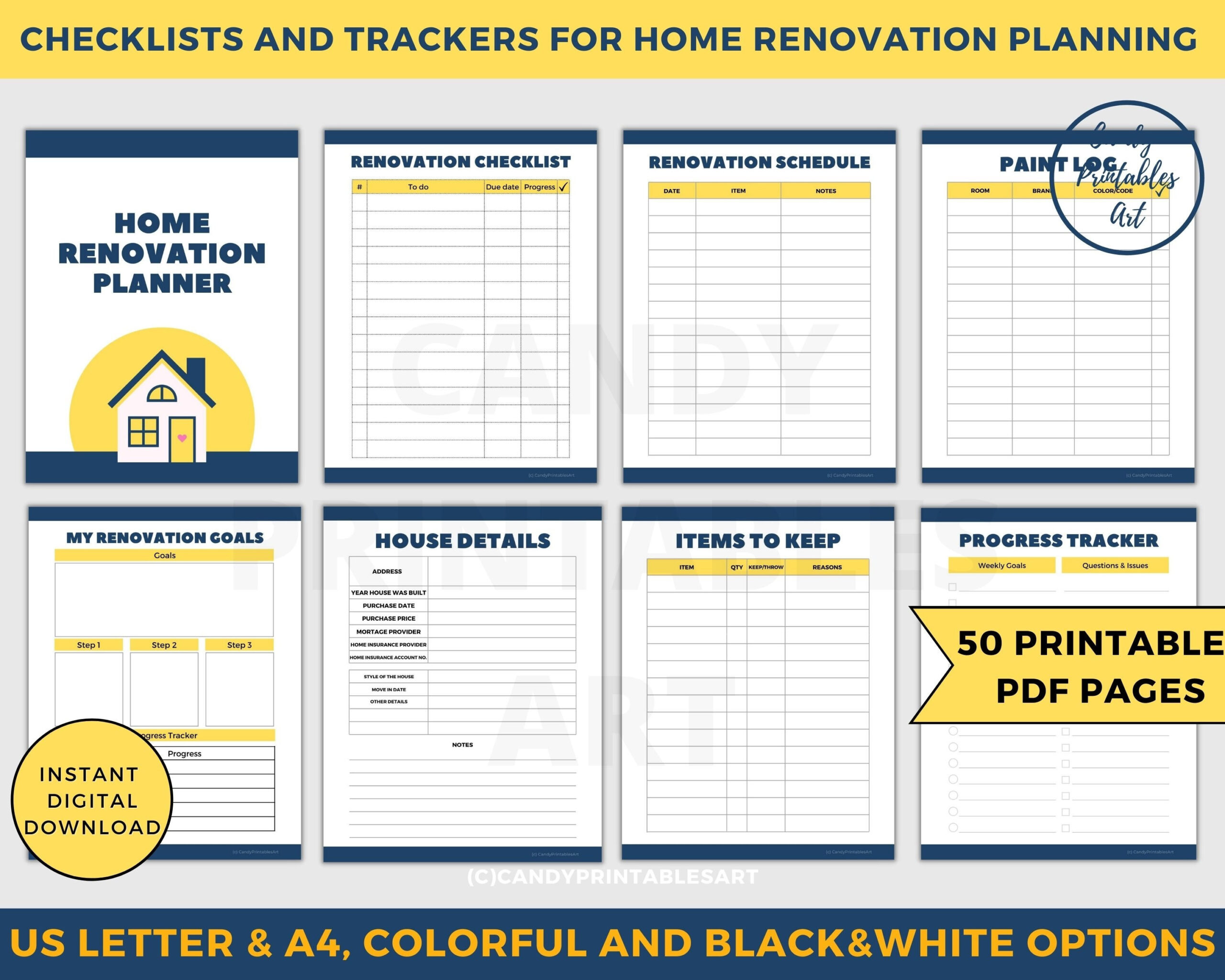 Home Renovation Planner, House Remodel Checklist, Renovation