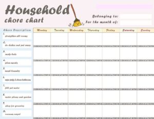 household chore chart template