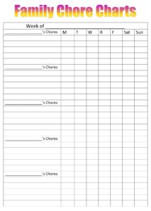 household chore chart template example