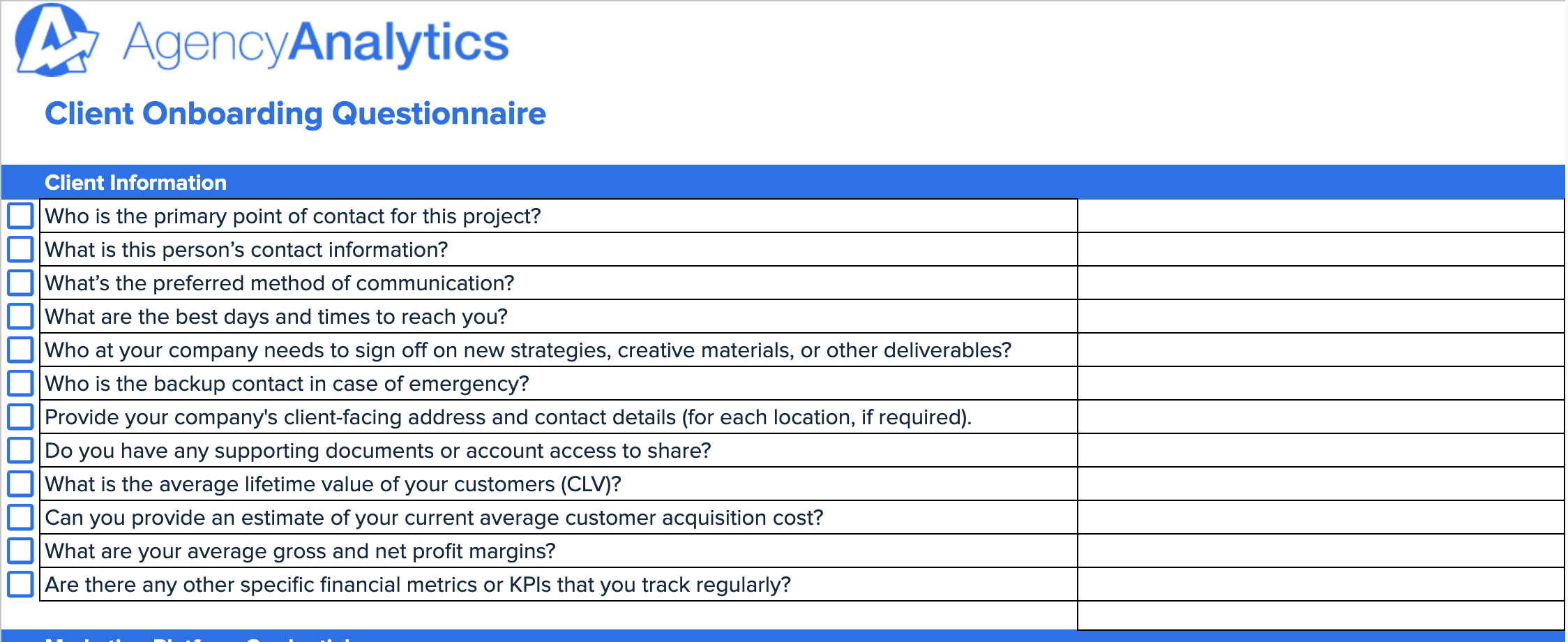 sample client onboarding checklist template