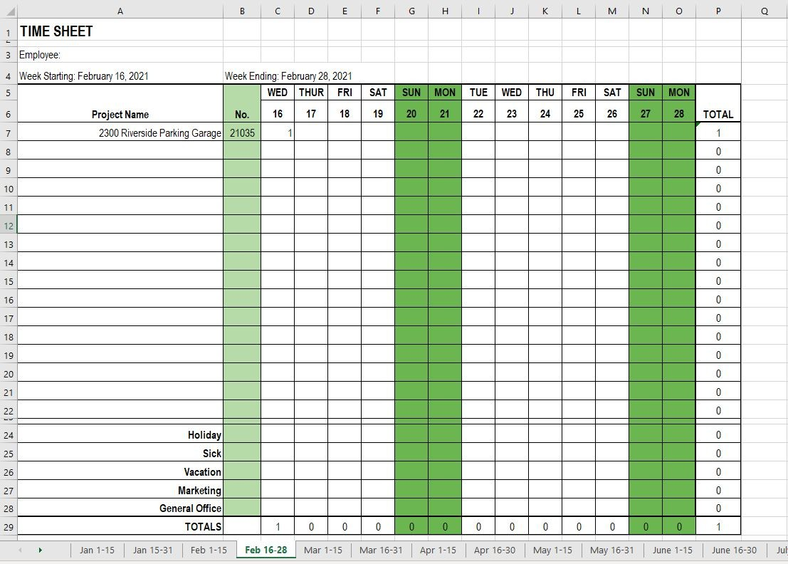 sample multiple employee weekly timesheet template