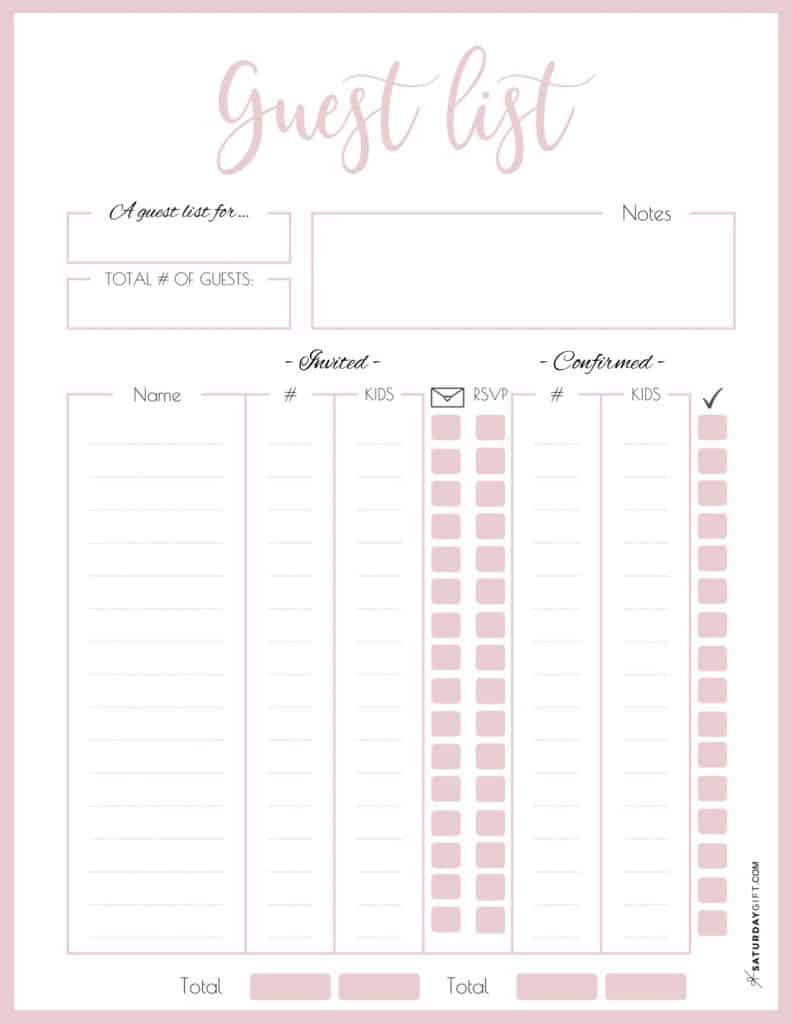 How to Plan the Guest List for Your Party + Pretty Guest List Planner