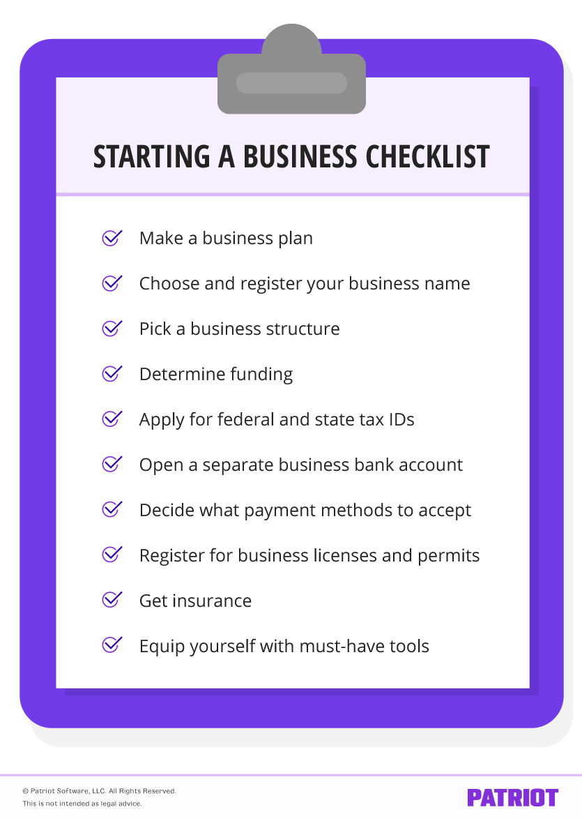 sample startup business checklist template