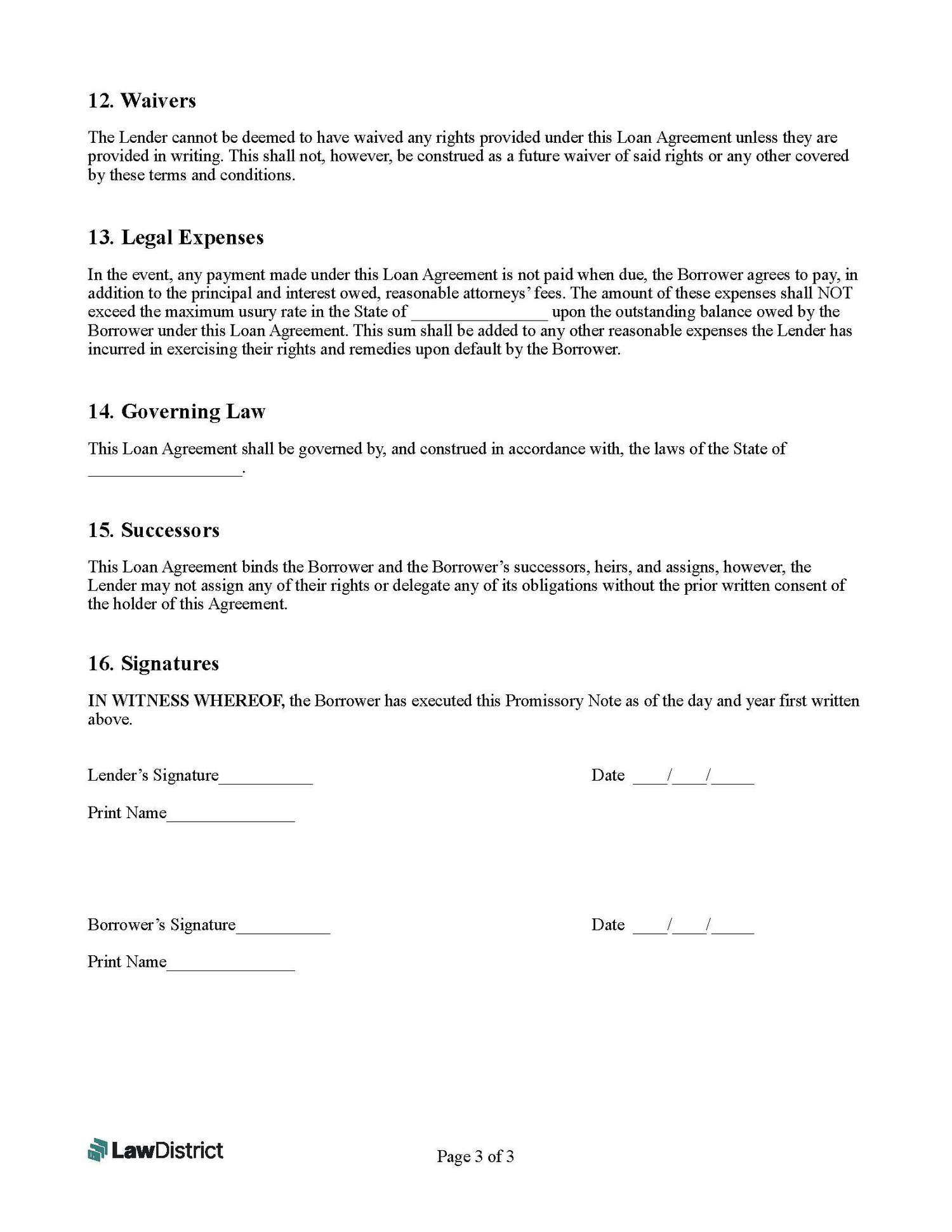 sample personal debt agreement template