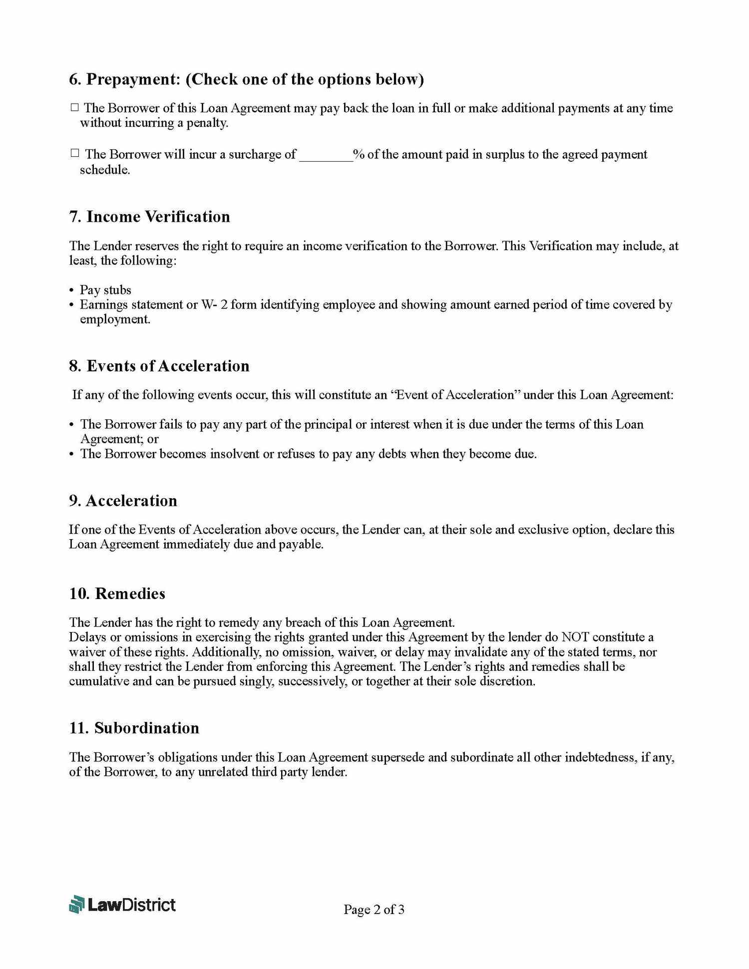 sample personal debt agreement template