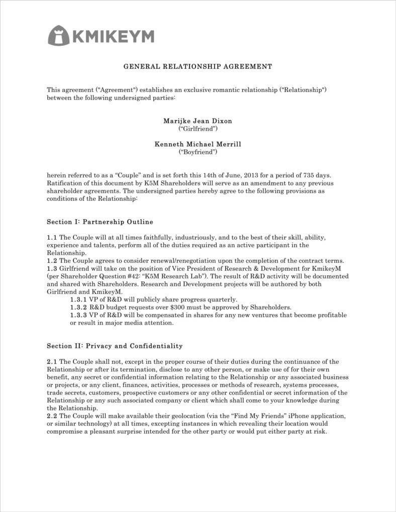 sample relationship agreement template