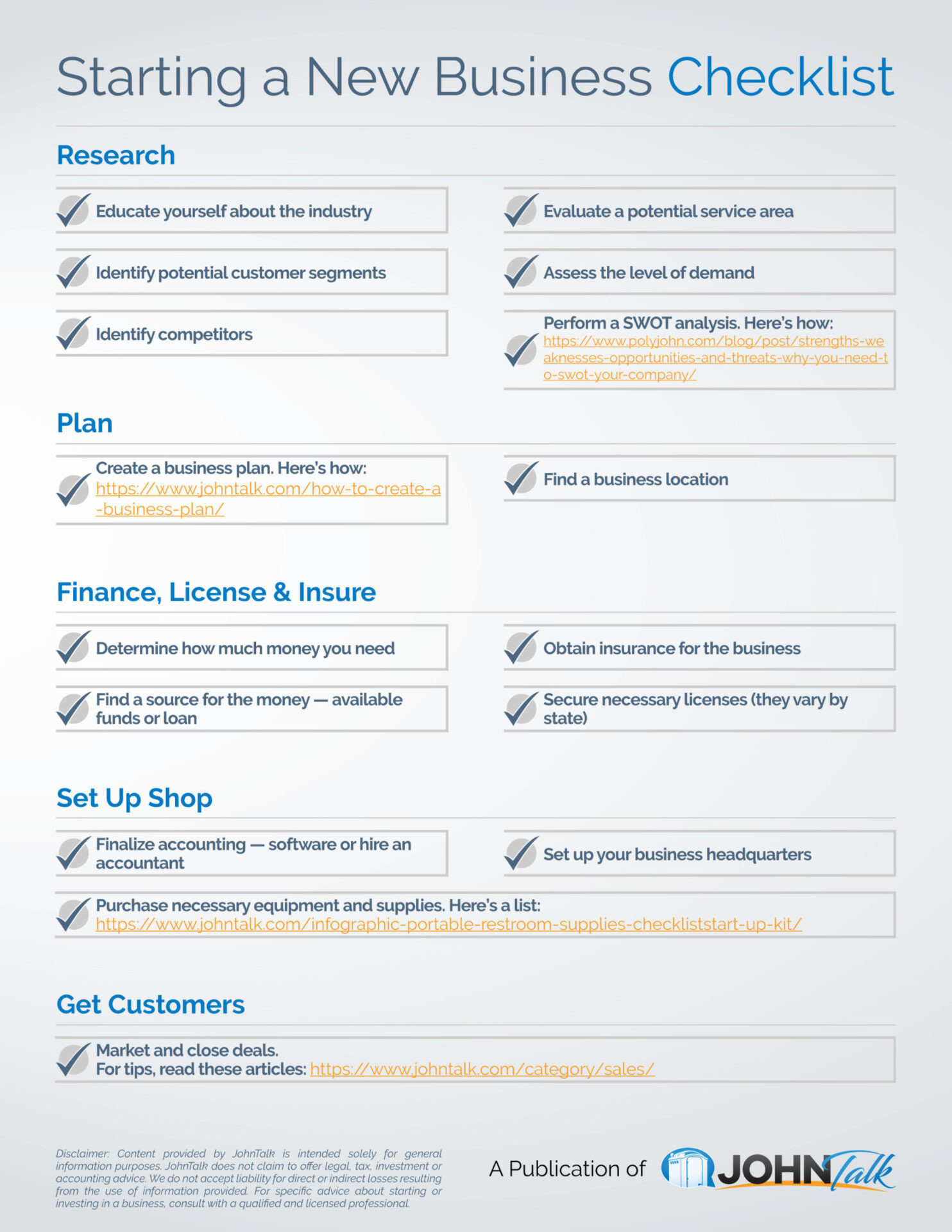 INFOGRAPHIC: Starting a New Business Checklist - JohnTalk