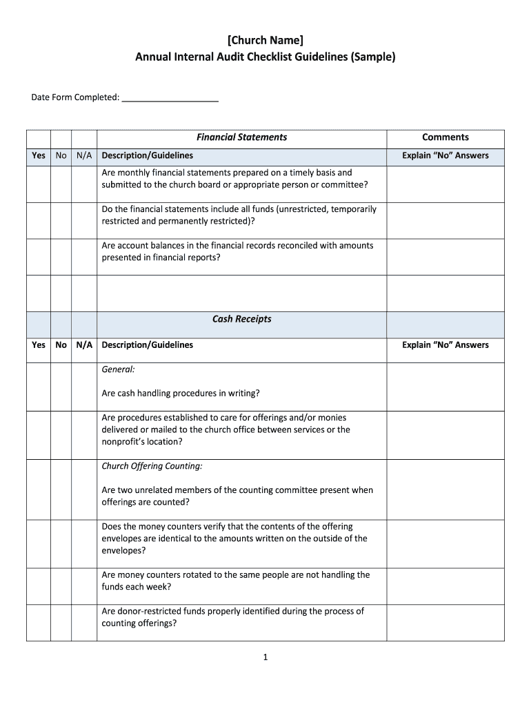 sample audit checklist template