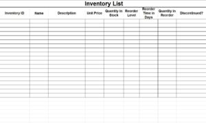 inventory chart template