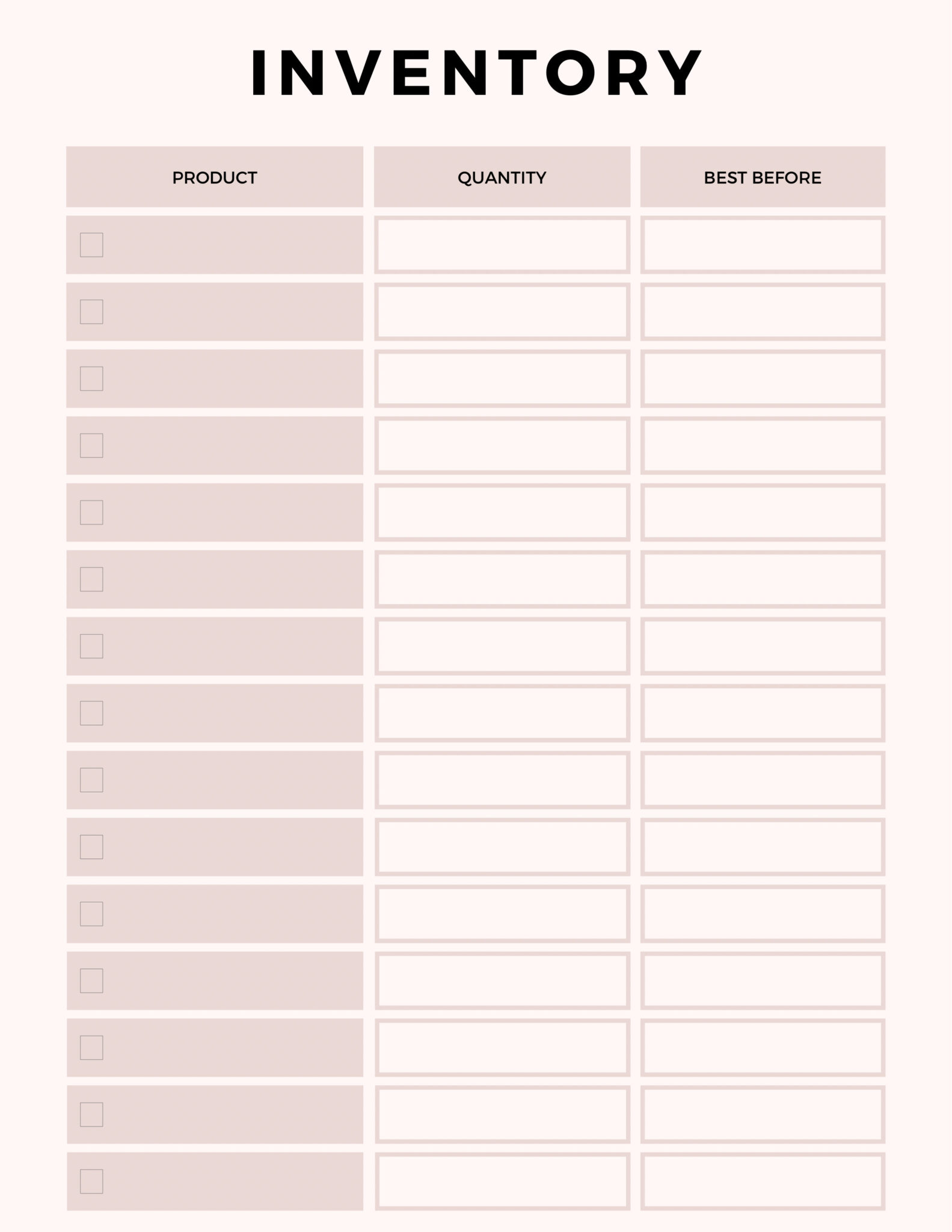 》Inventory Chart Template