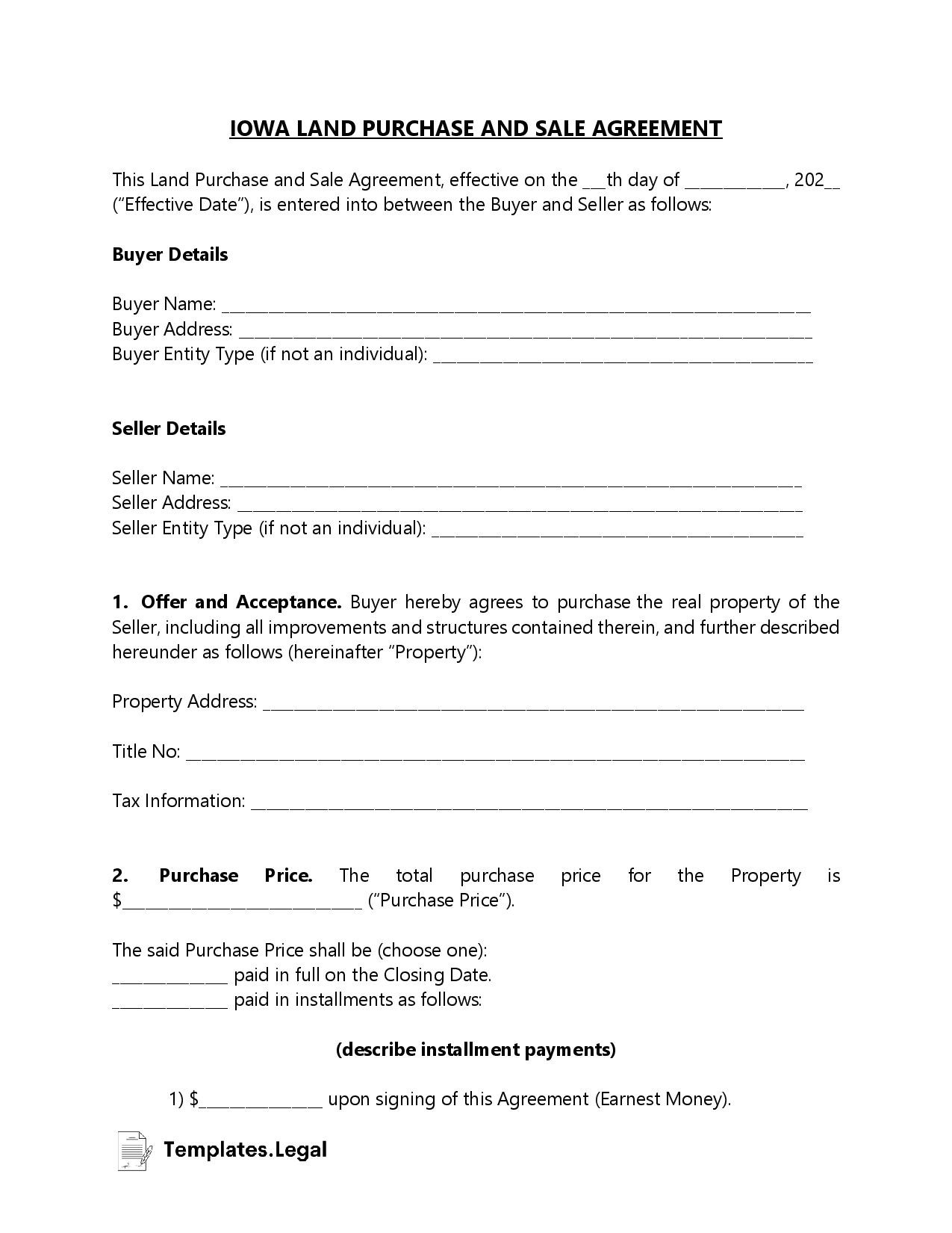 sample property sale agreement template