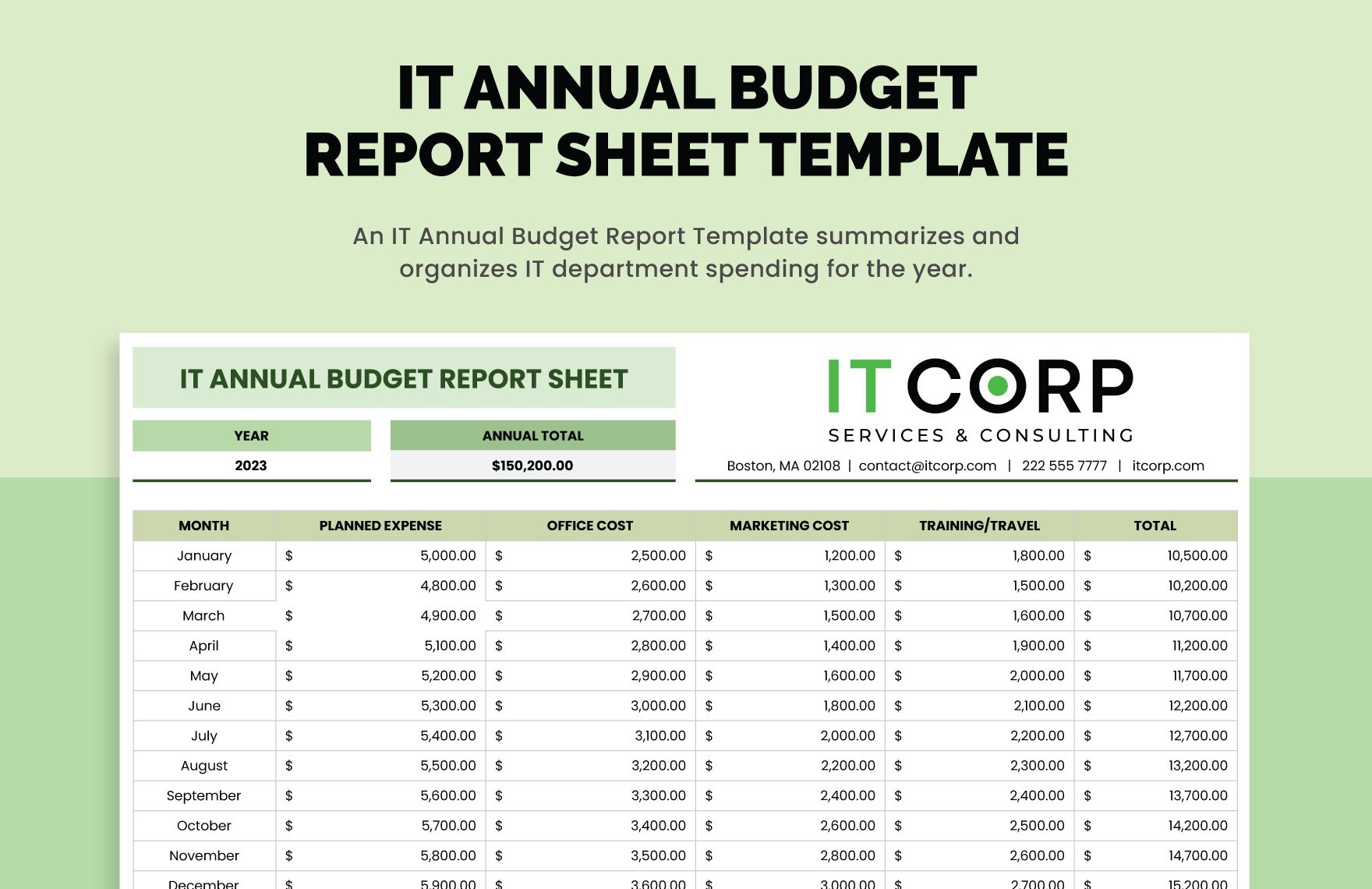 sample budget report template