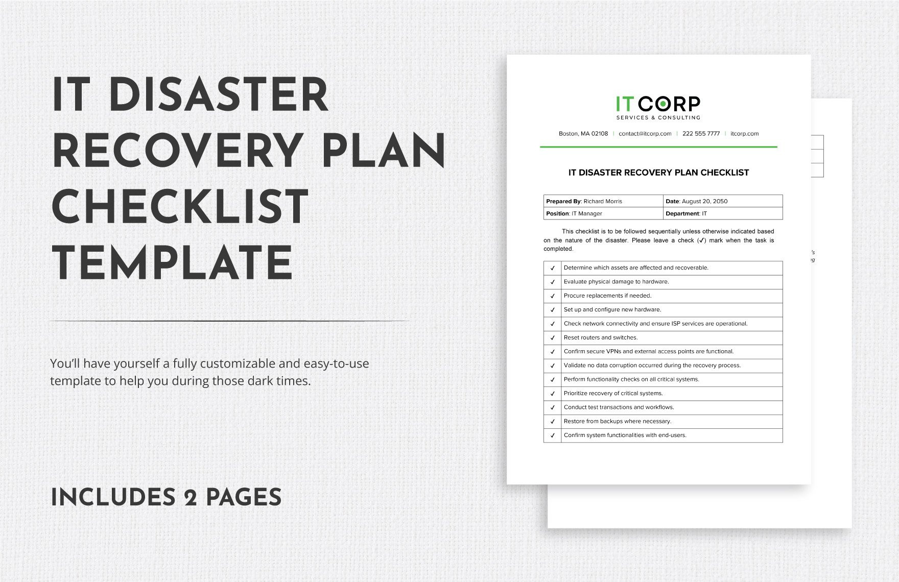 》Printable Disaster Recovery Checklist Template