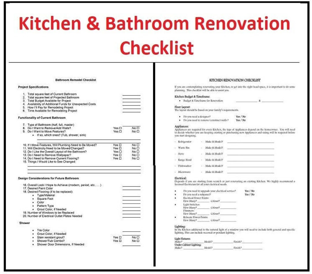 sample bathroom remodel checklist template