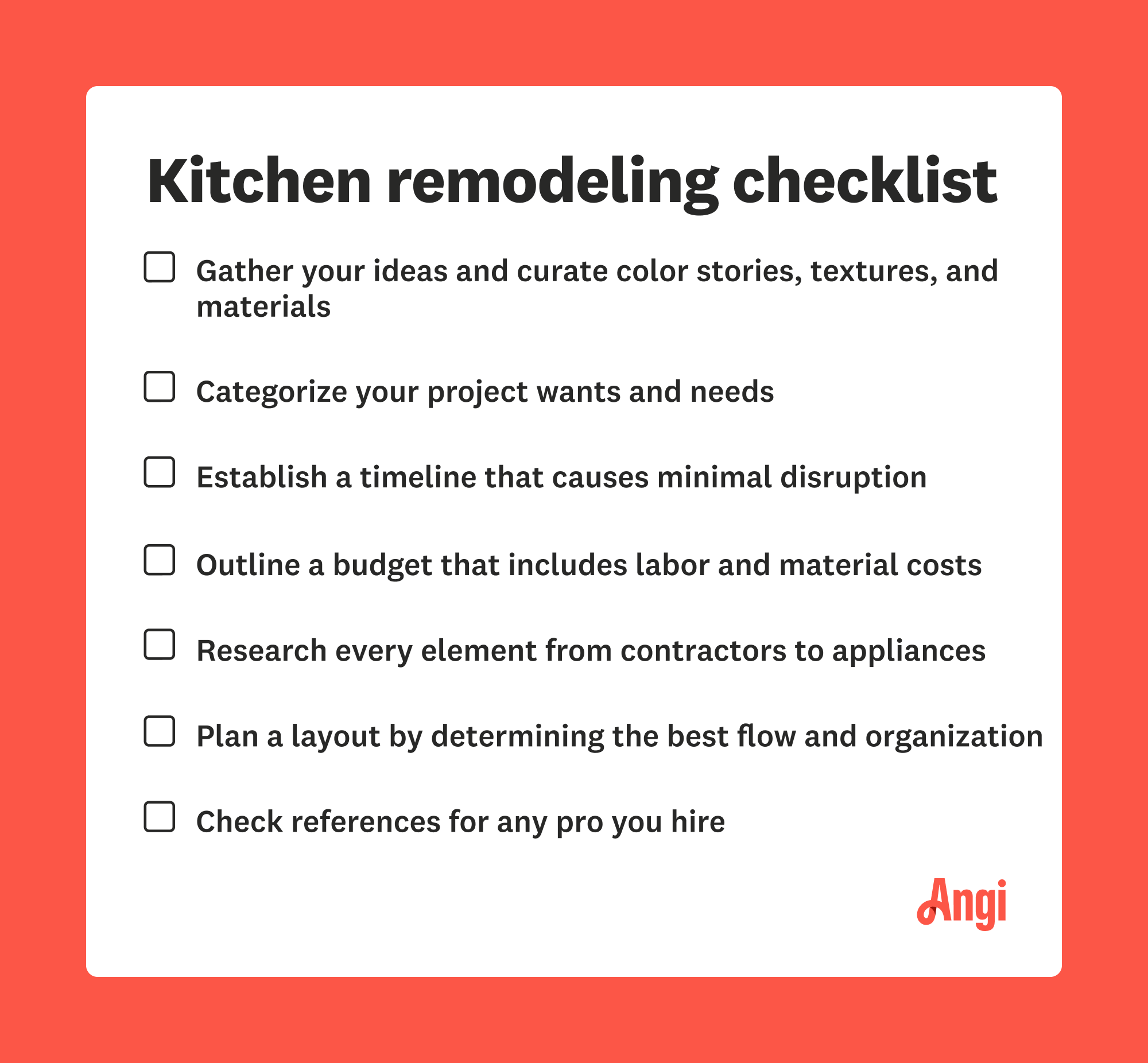 sample kitchen remodel checklist template