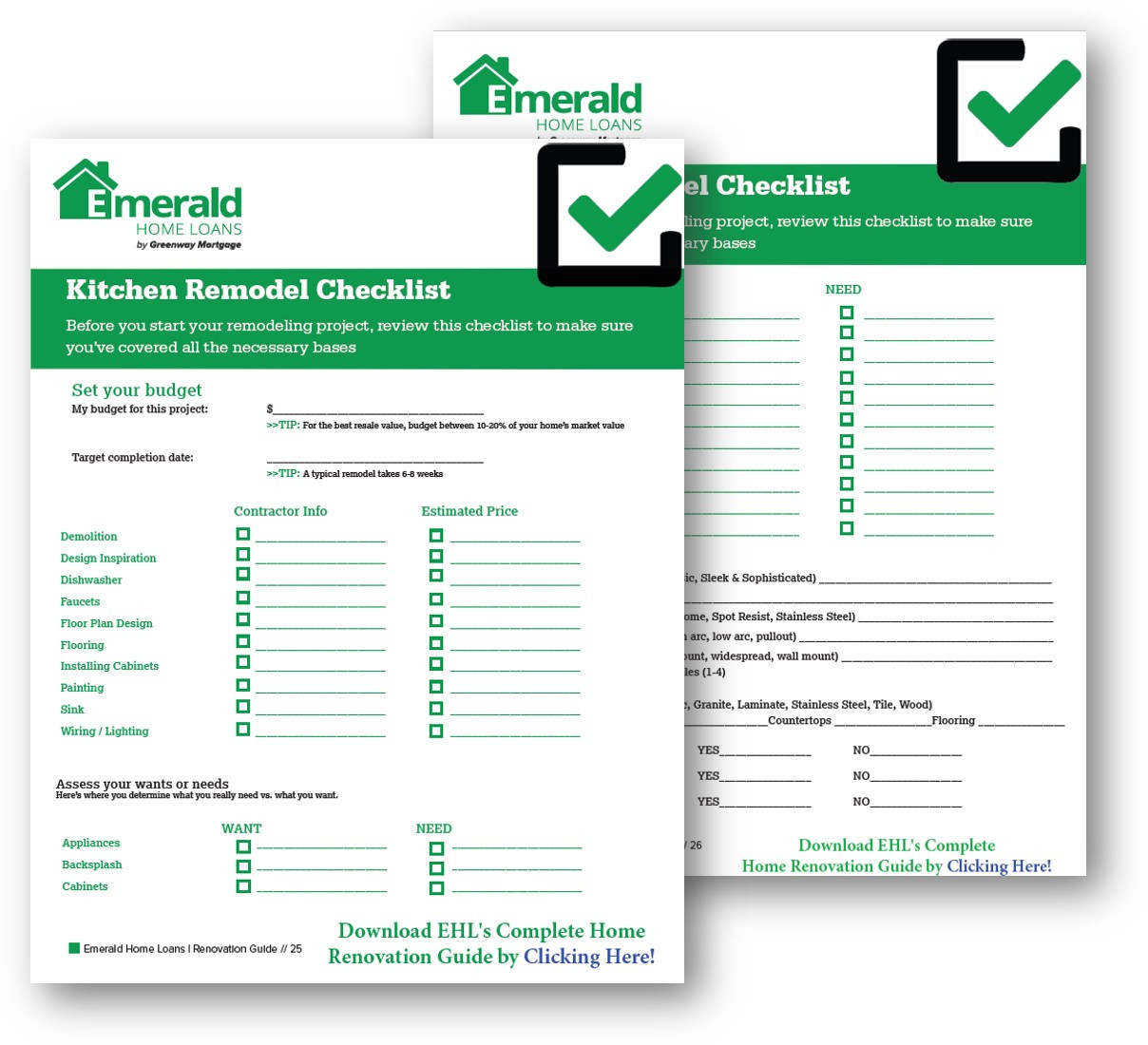 sample kitchen remodel checklist template