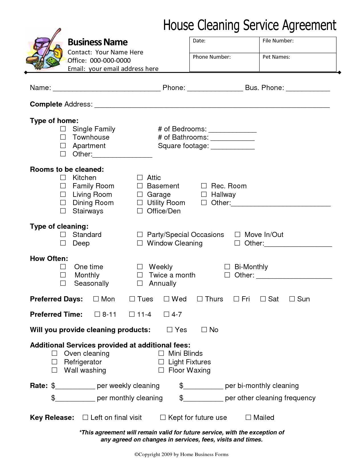 sample cleaning service agreement template