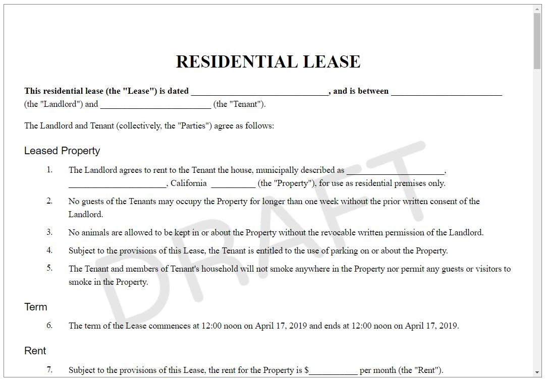 sample apartment rent agreement template