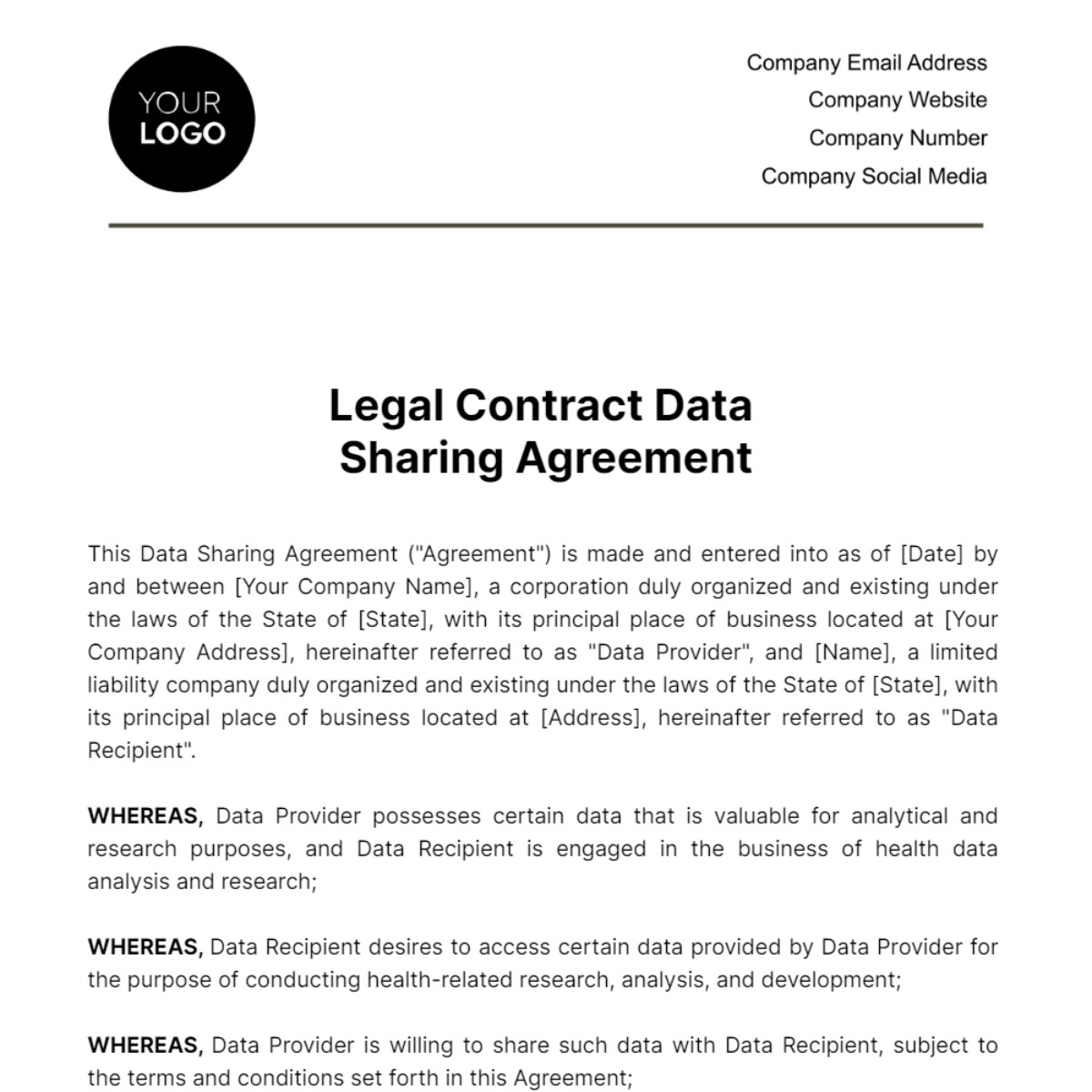 sample data sharing agreement template