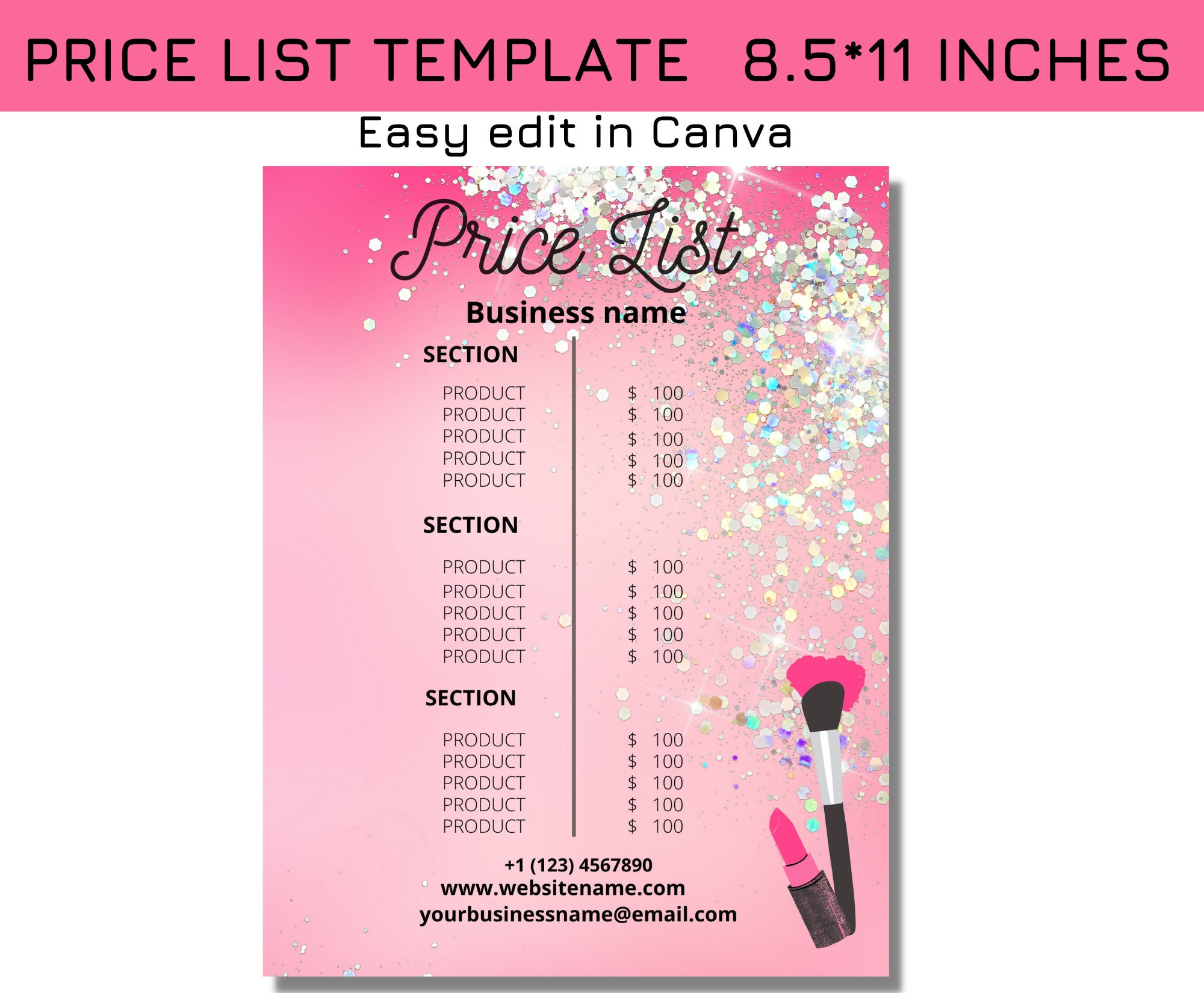 sample Makeup Price List Template