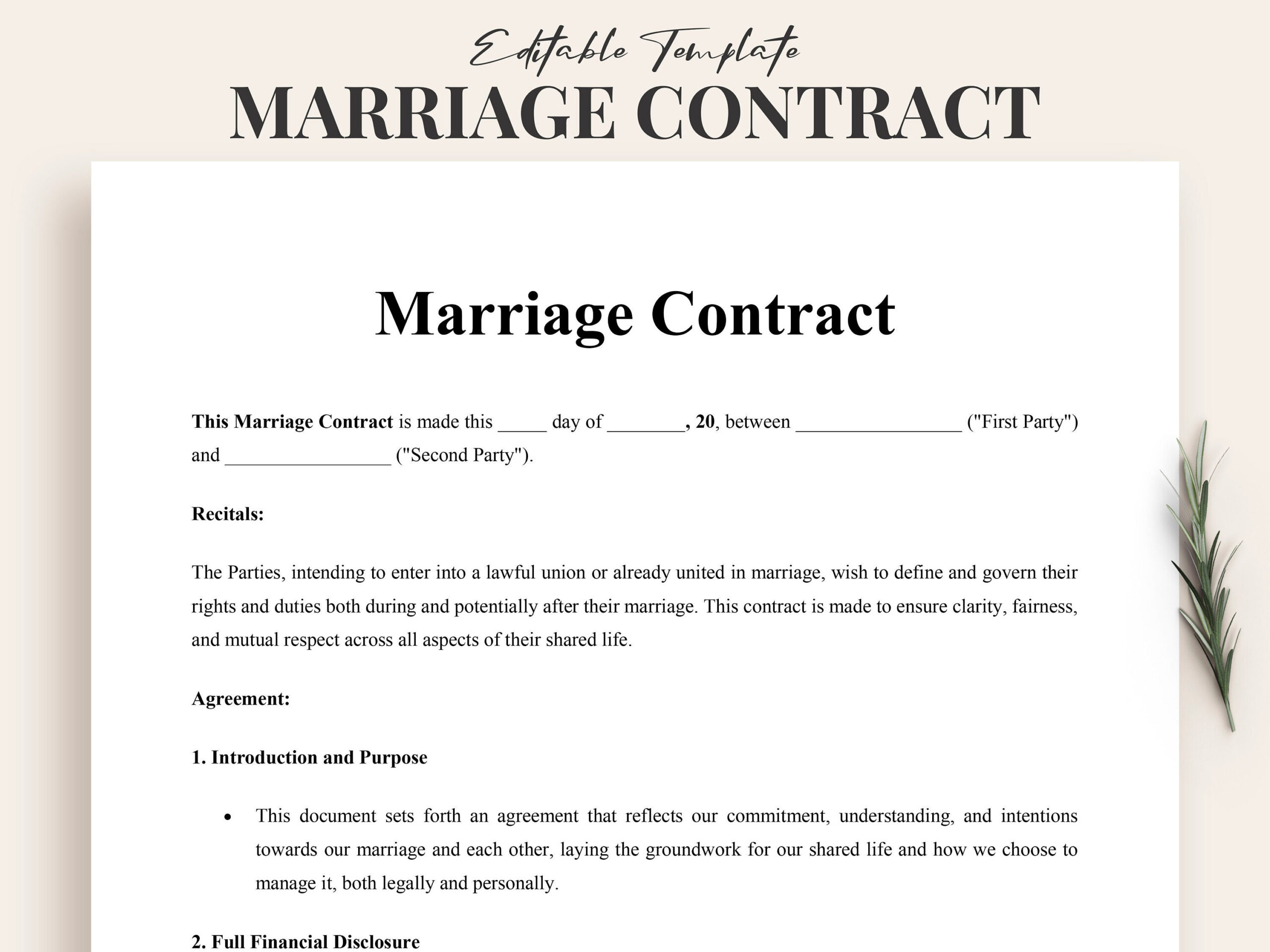 sample marriage agreement template