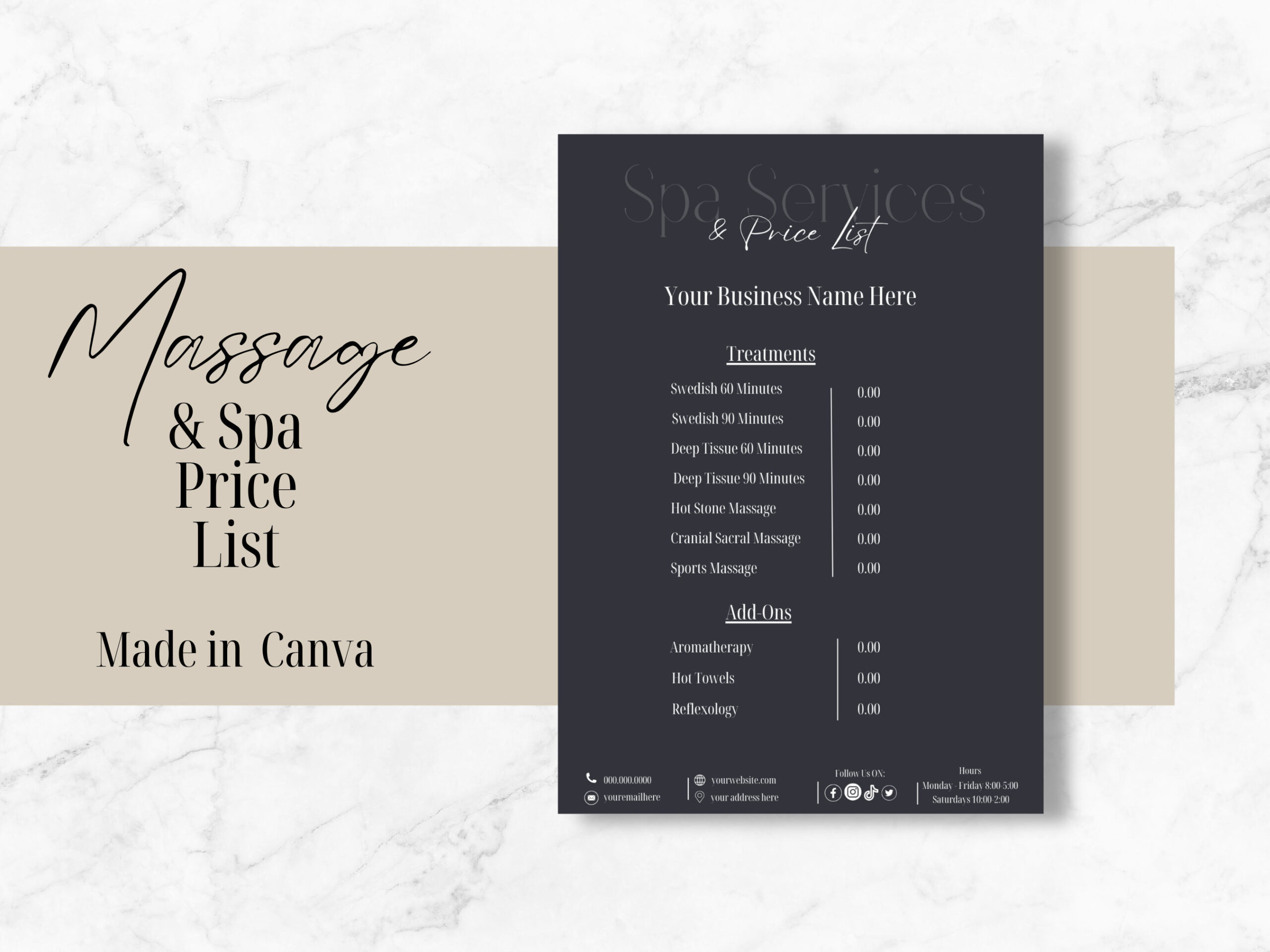 sample Massage Price List Template