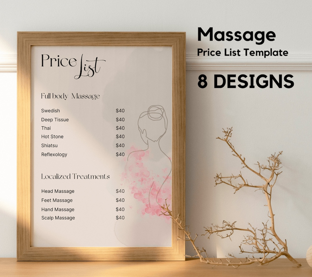 sample Massage Price List Template