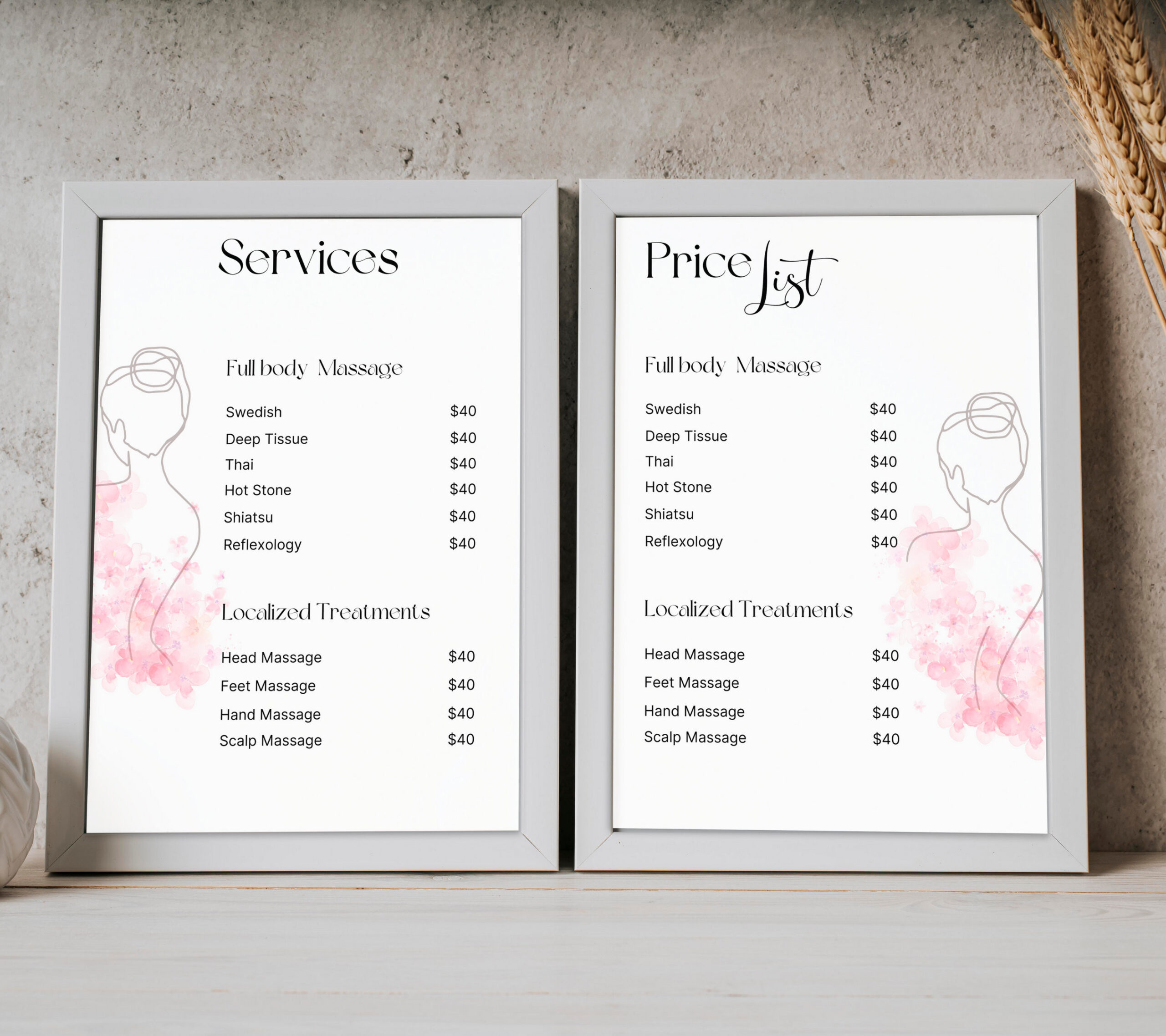 sample Massage Price List Template