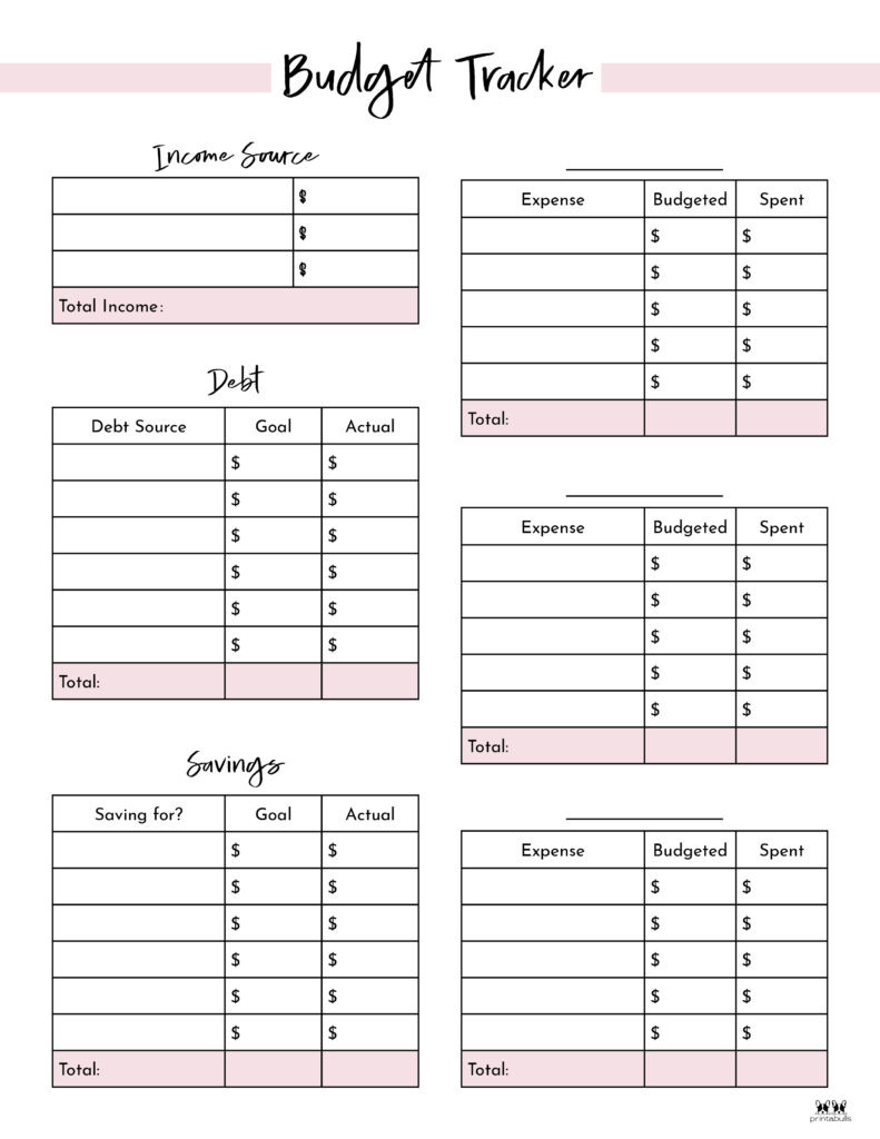 sample cute monthly budget template