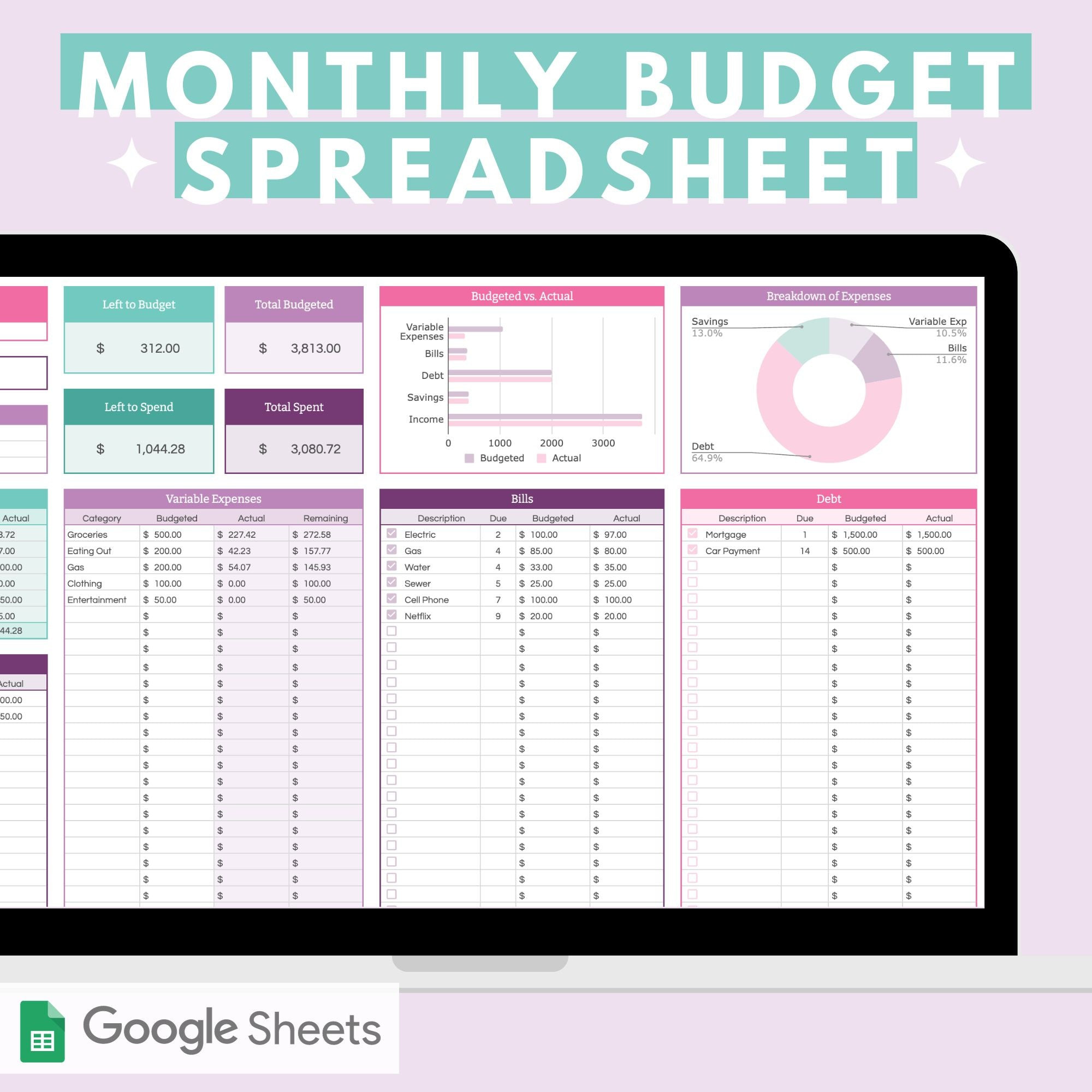 sample basic monthly budget template