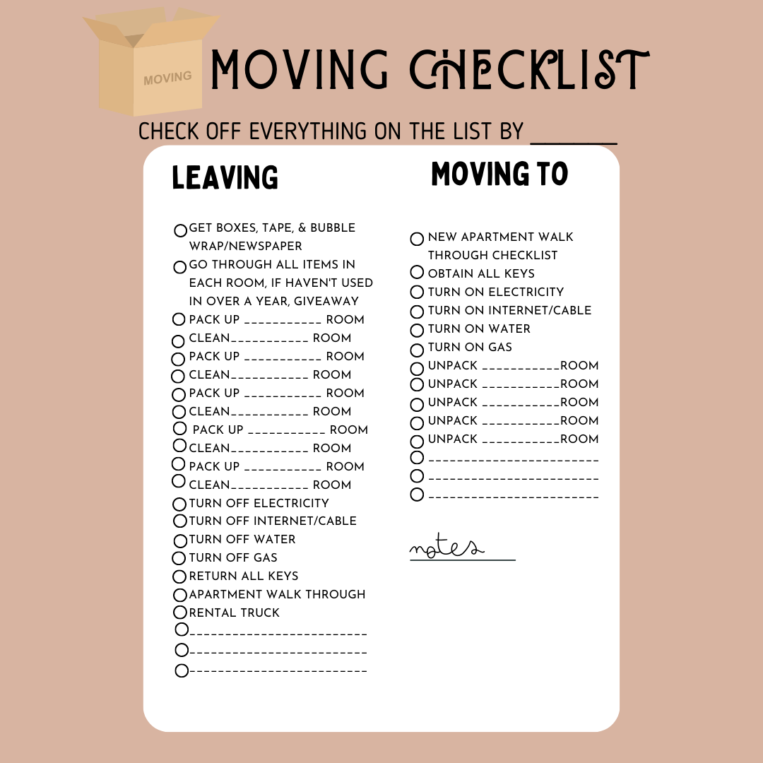 Moving Checklist – Paper By Moe