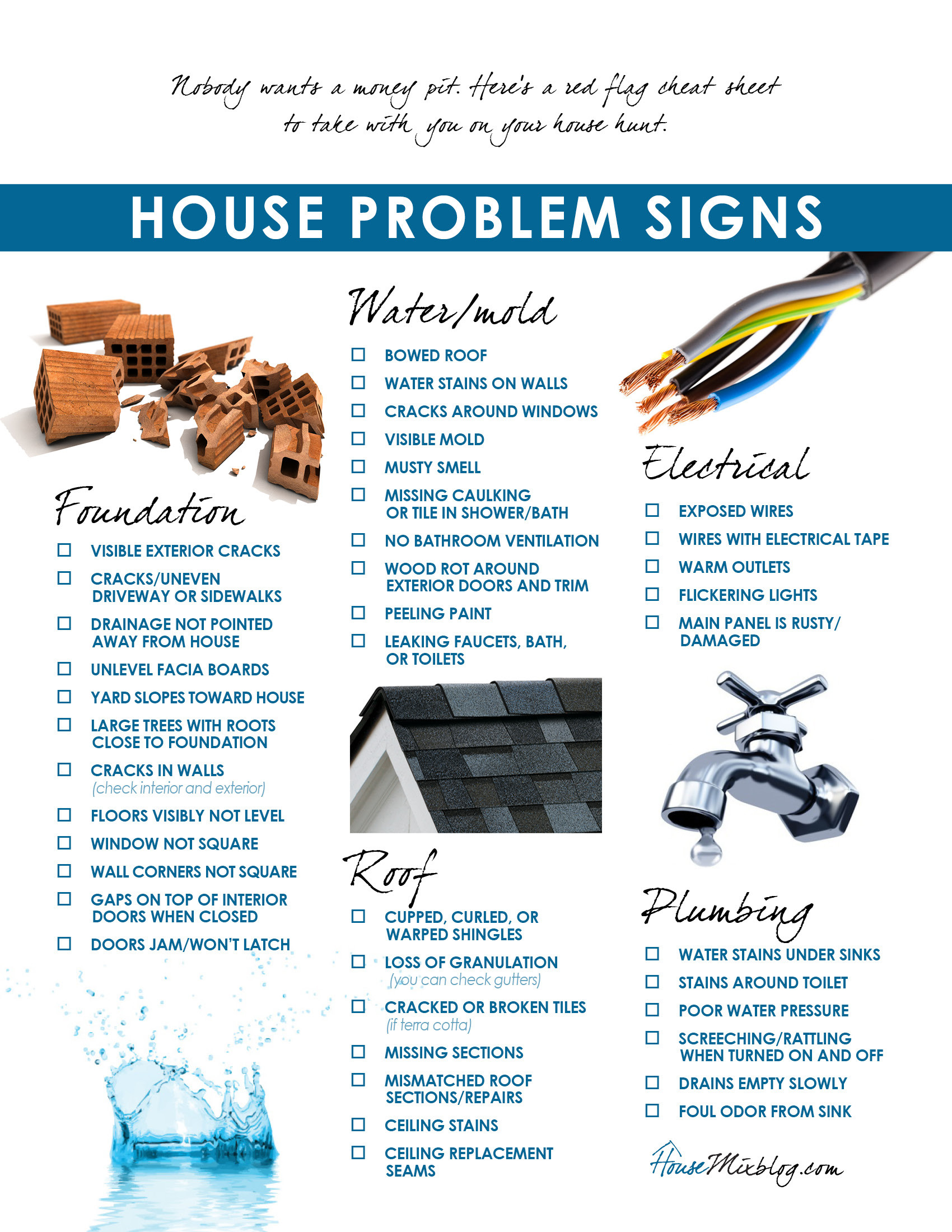 Moving part : Problems to look for when buying a house checklist