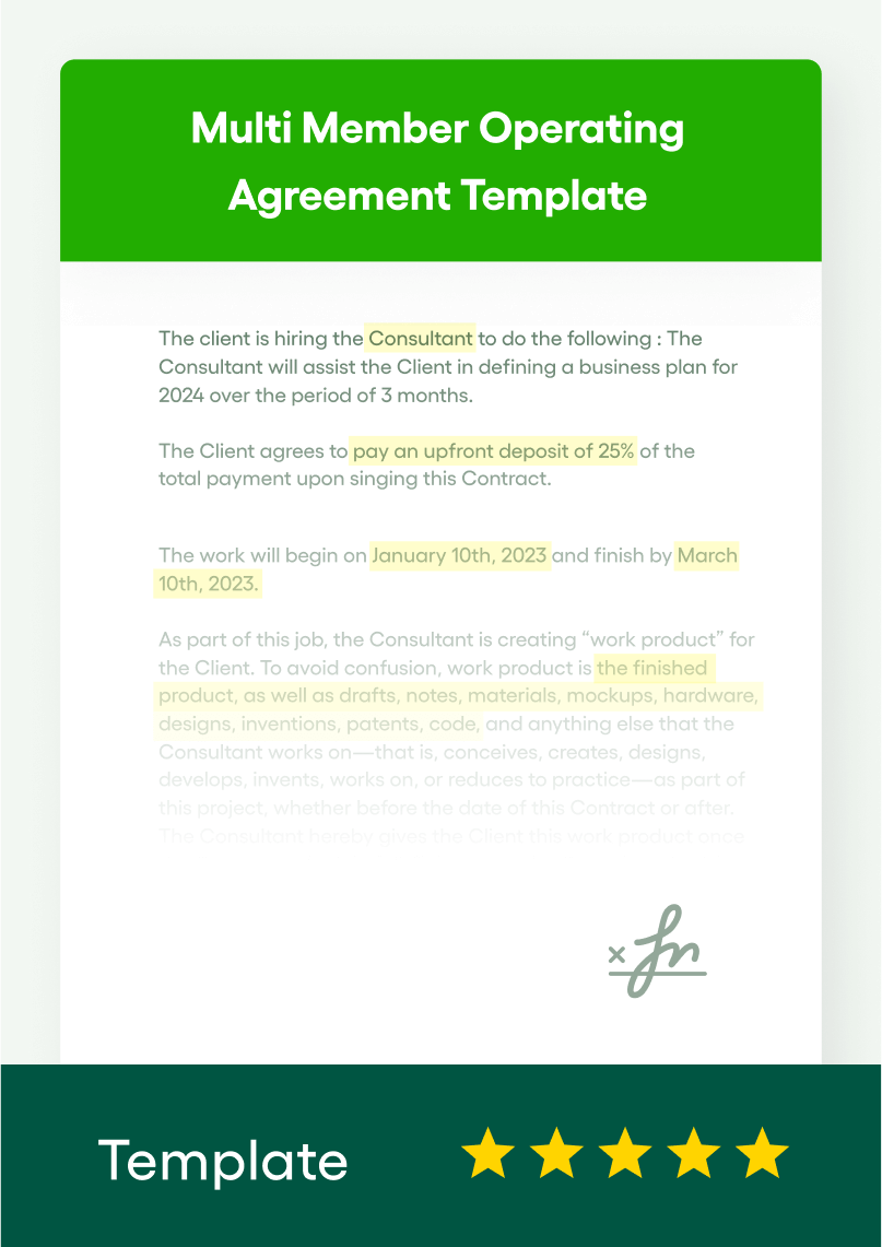 sample multiple member llc operating agreement template