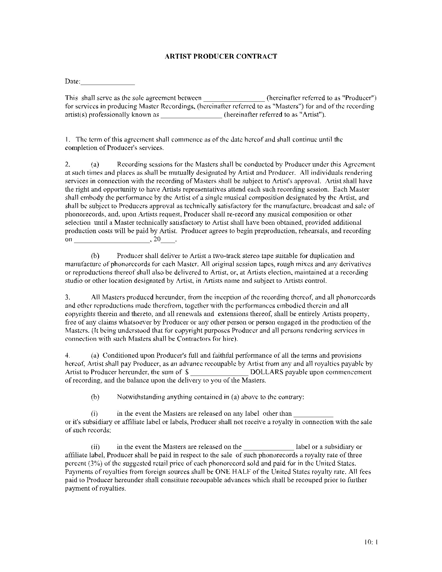 sample music production agreement template