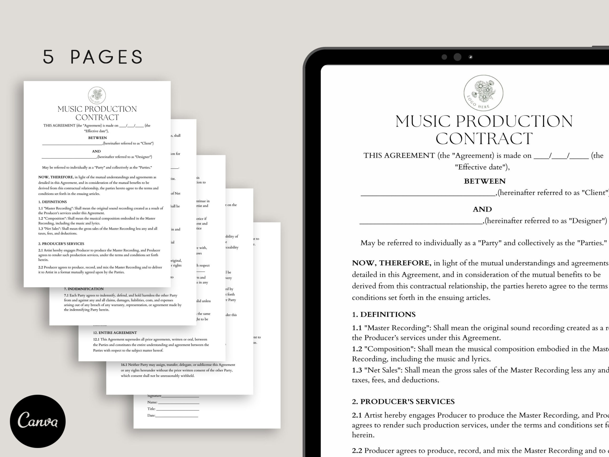 sample music production agreement template