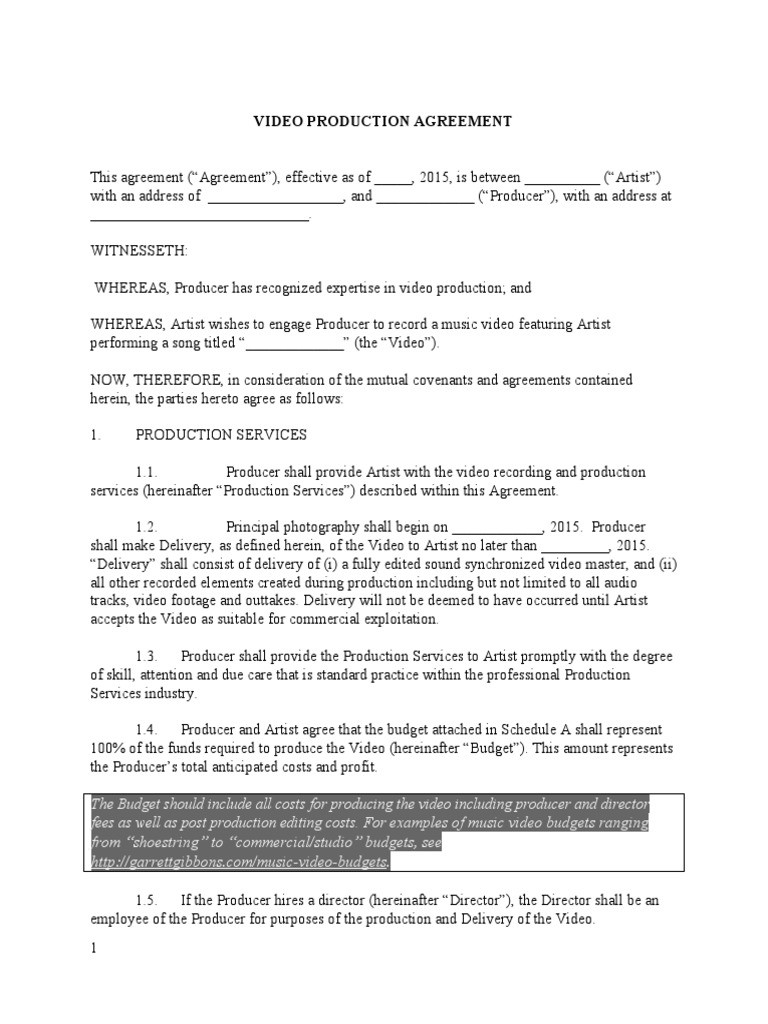 sample music production agreement template