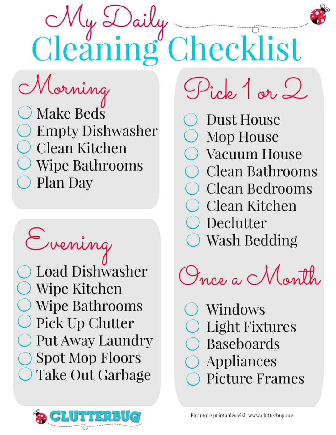 sample cleaning checklist template