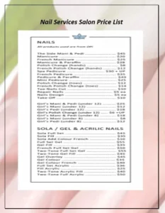 nail price list template free