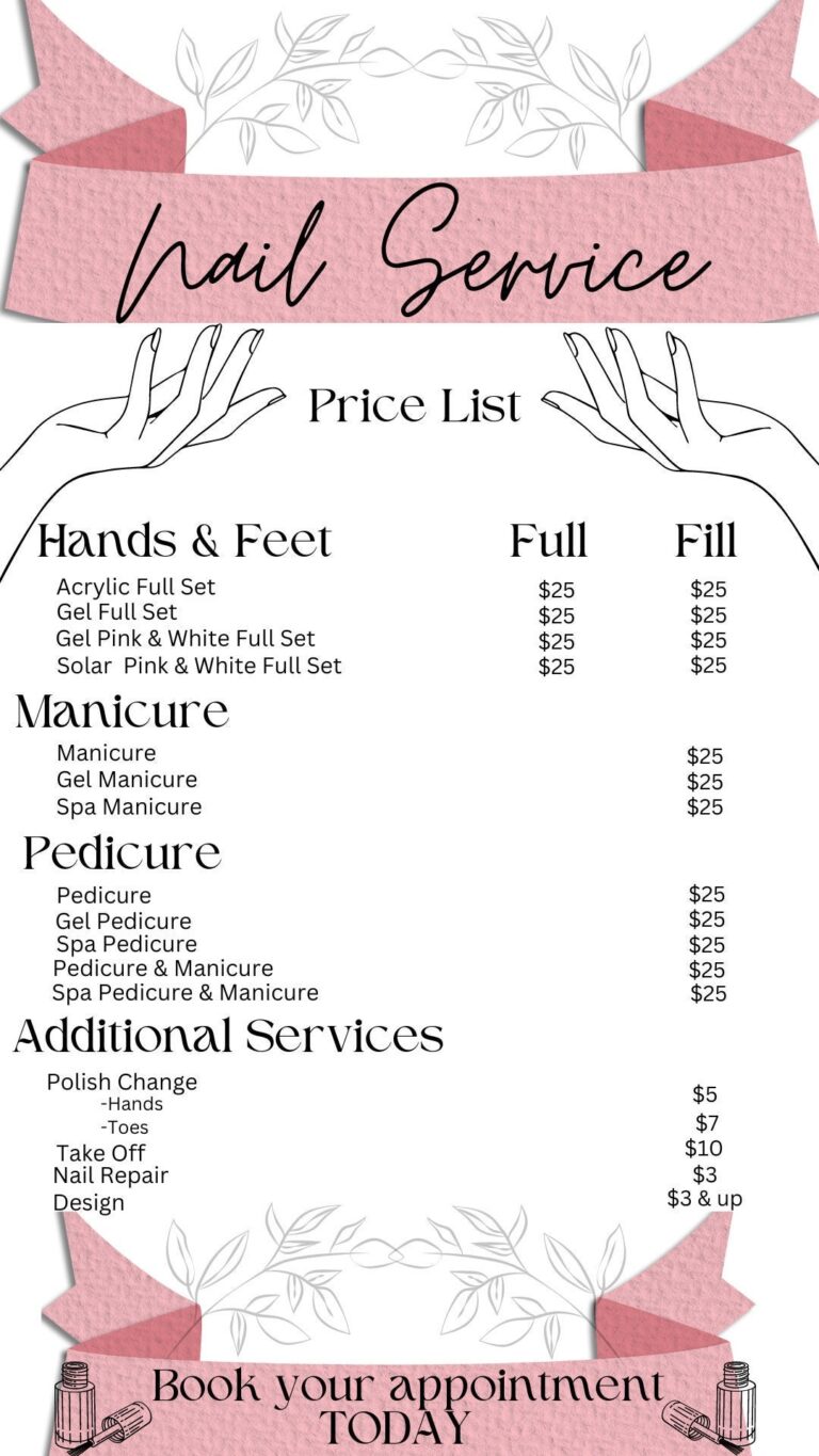 》Price List Template for Nail Salon (Ready To Use)