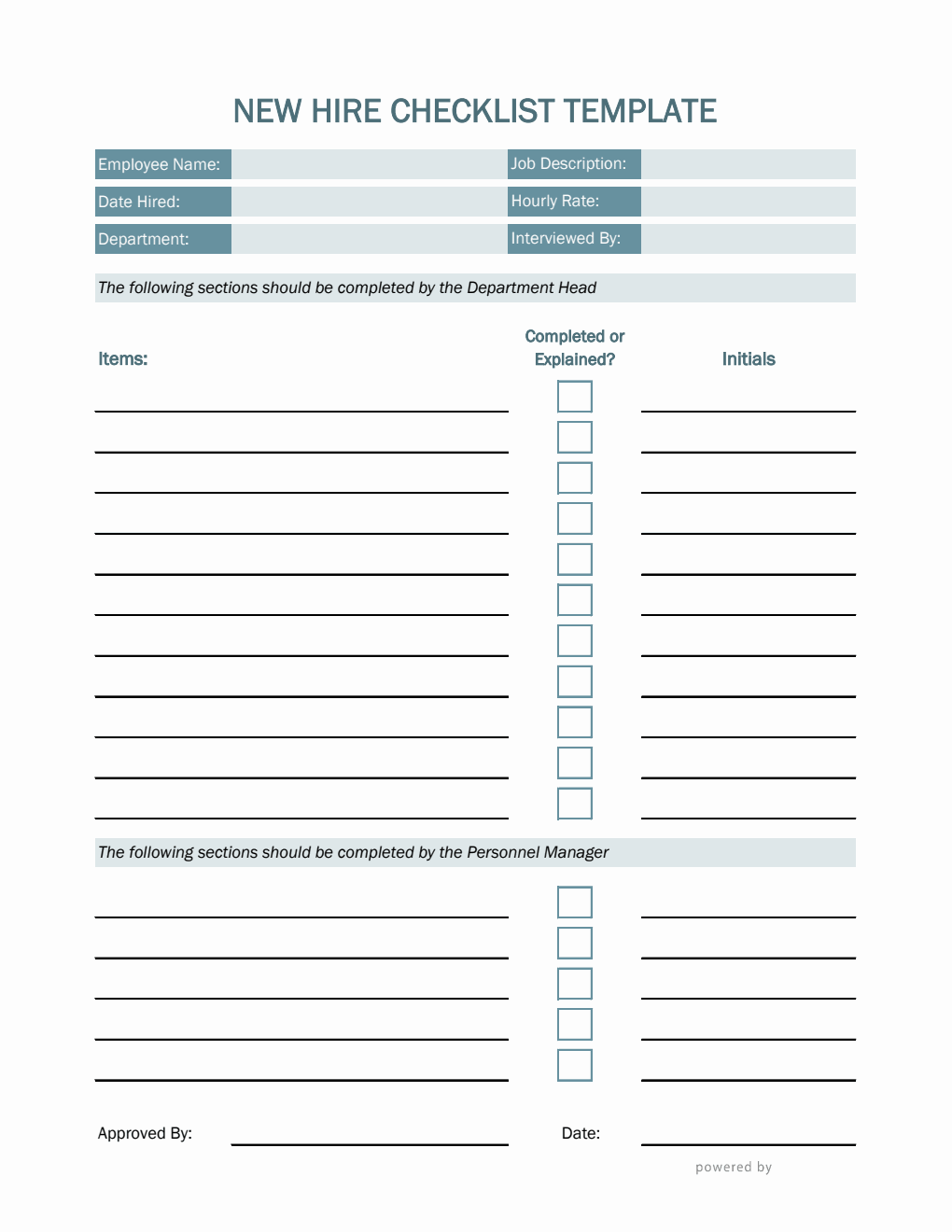 sample new hire checklist template