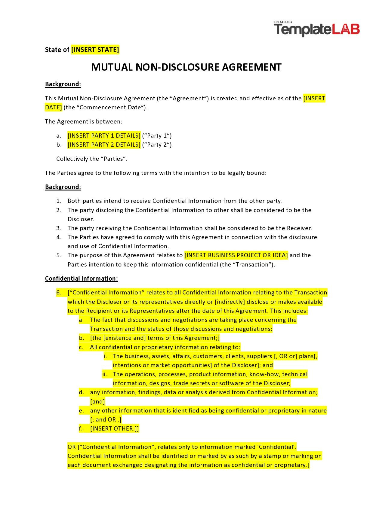 sample mutual confidentiality agreement template