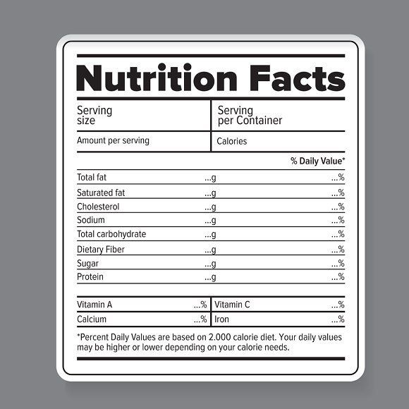 nutrition chart template sample